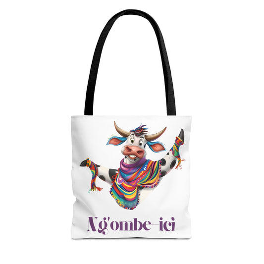 Tote Funny Ngombe-ici Cow Bag, Fun Eco-Friendly Shopping Bag, Animal Lover Gift, Festival Tote, Cute Cow Design, Mochila de Vaca