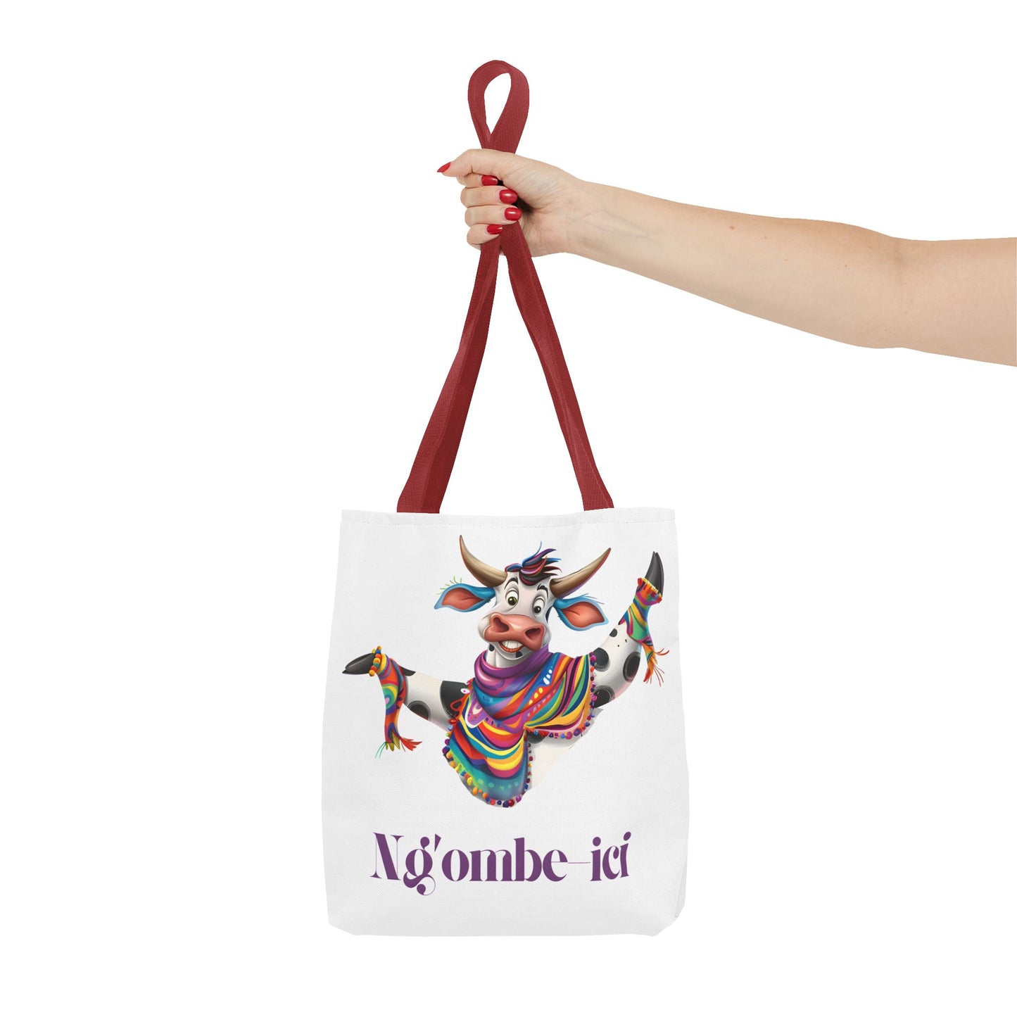Tote Funny Ngombe-ici Cow Bag, Fun Eco-Friendly Shopping Bag, Animal Lover Gift, Festival Tote, Cute Cow Design, Mochila de Vaca