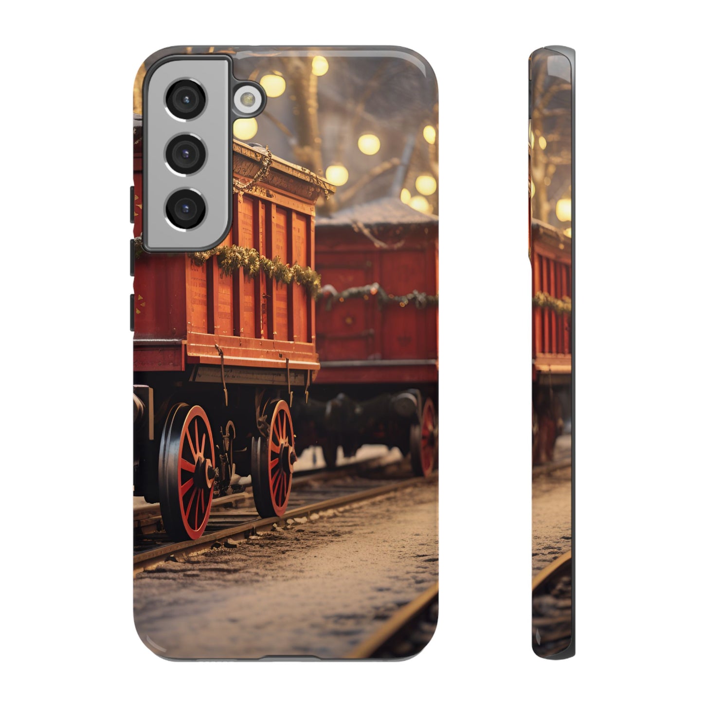 Festive Train Journey Phone Case – Christmas-Themed Locomotive Design, Elegant Holiday Protection