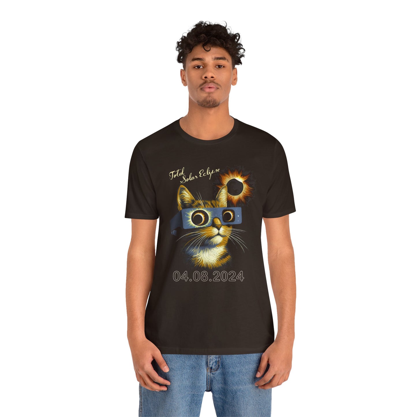 Cat Wearing Total Solar Eclipse Commemorative Unisex T-Shirt