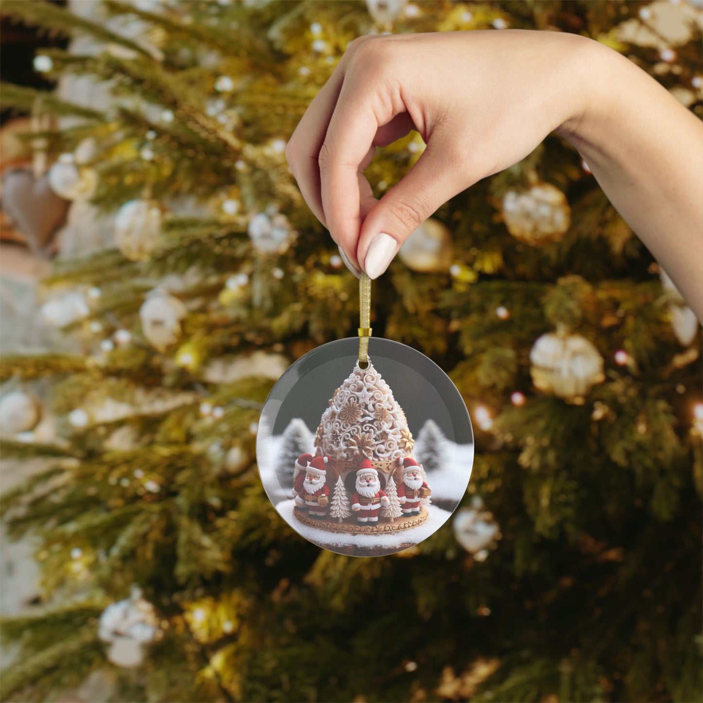 Santa Gingerbread Glass Ornament – Christmas Tree Decoration, Festive Holiday Decor