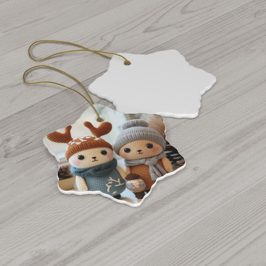 Christmas Snowman  and Reindeer Ornament, Festive Christmas Decoration, Holiday Tree Ornament