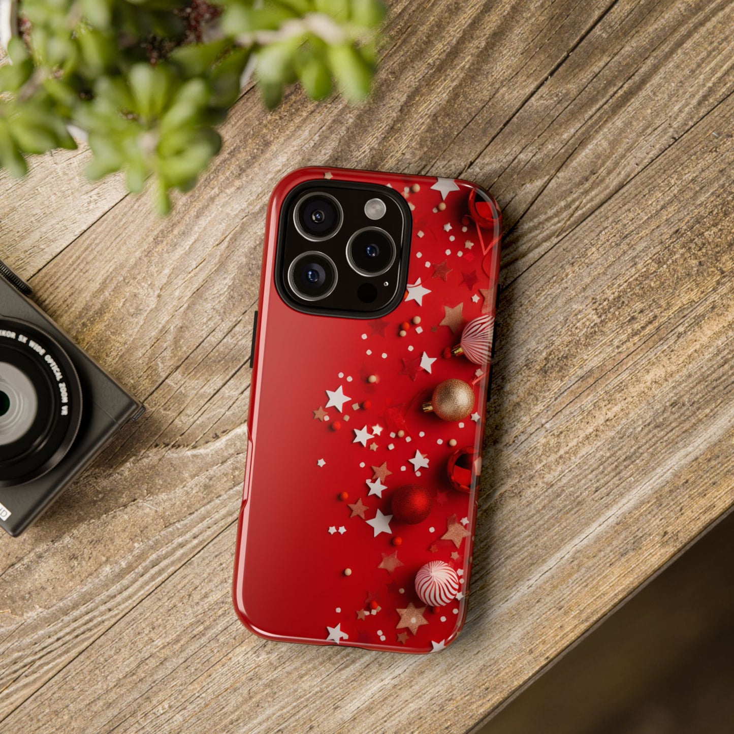 Luxury Red Christmas Decor Phone Case – Decorative Wrap-Inspired Design, Stylish Holiday Cover