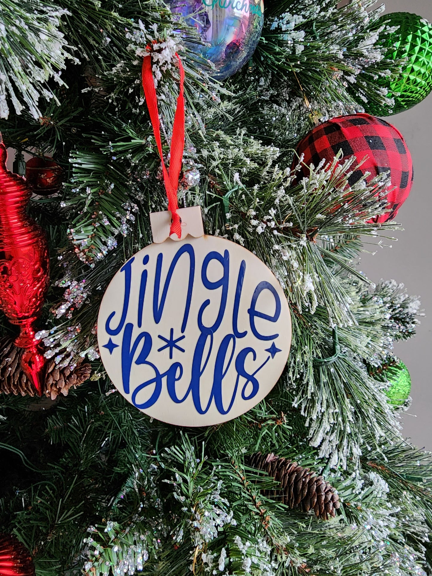 Peace on Earth, Merry Christmas, Jingle Bells (Set of 6)  Christmas Ornaments