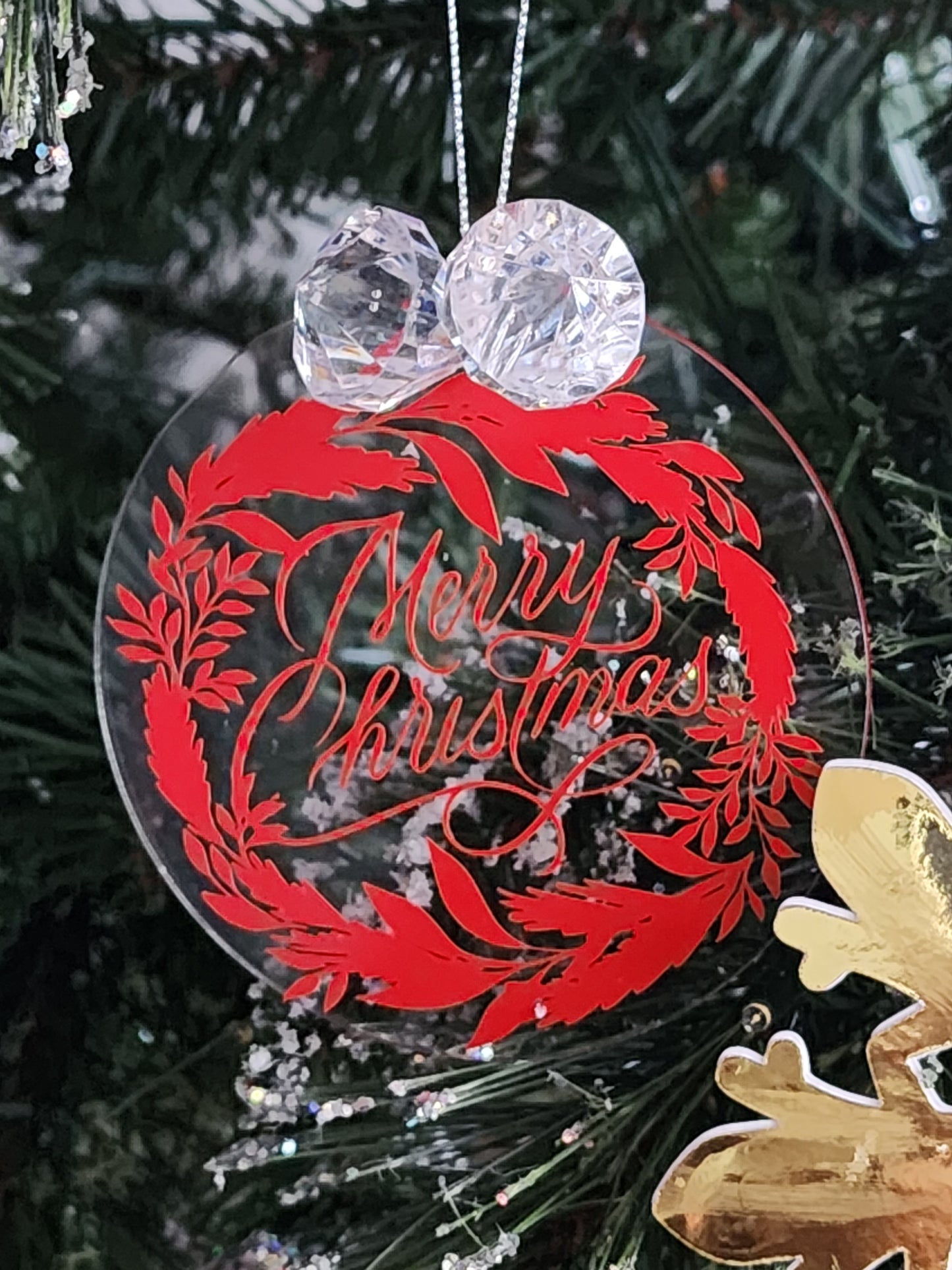 Merry Christmas Acrylic Ornaments, Merry Christmas (Set of 2)