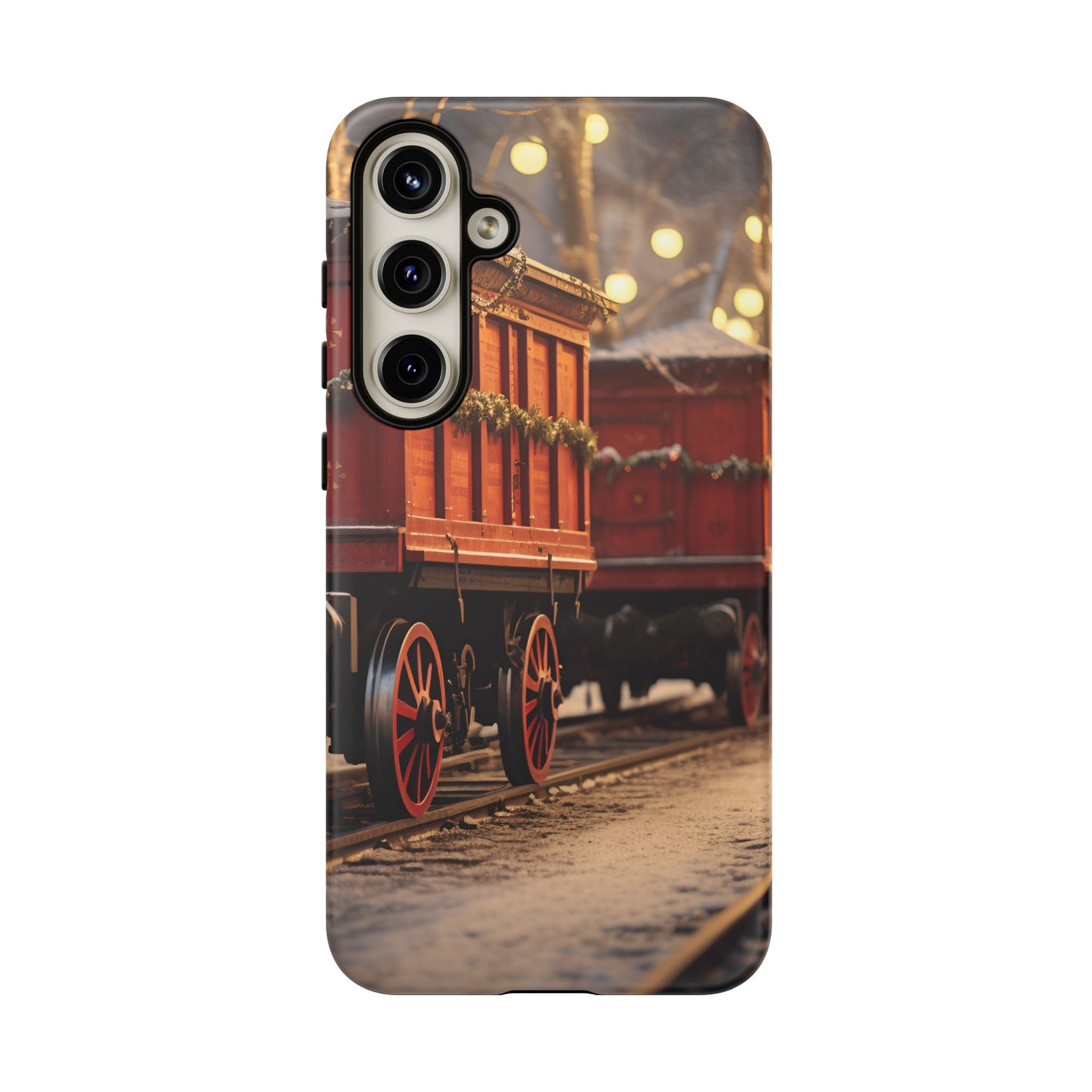 Festive Train Journey Phone Case – Christmas-Themed Locomotive Design, Elegant Holiday Protection