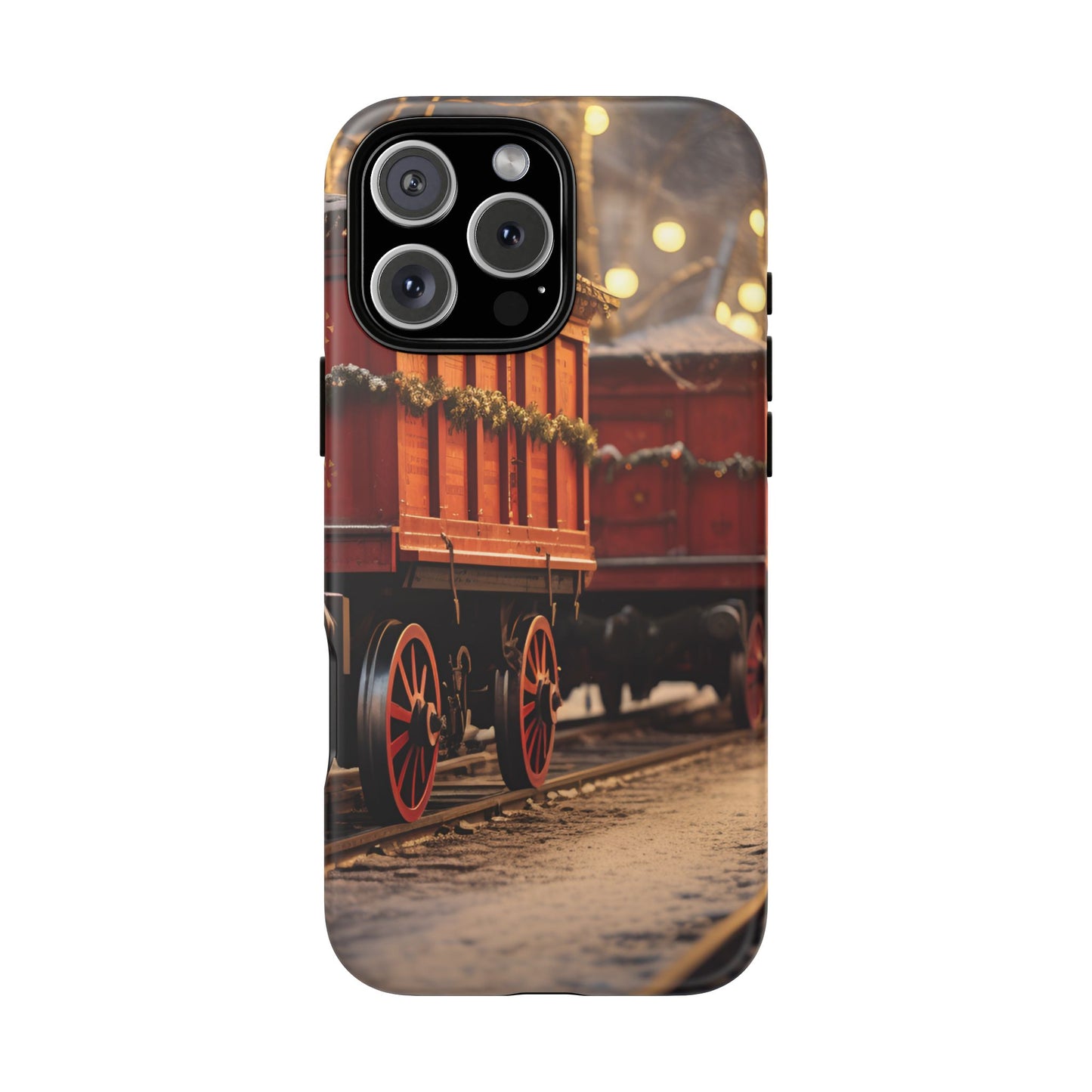 Festive Train Journey Phone Case – Christmas-Themed Locomotive Design, Elegant Holiday Protection