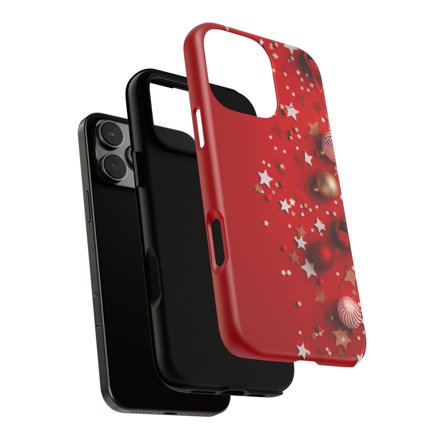 Luxury Red Christmas Decor Phone Case – Decorative Wrap-Inspired Design, Stylish Holiday Cover