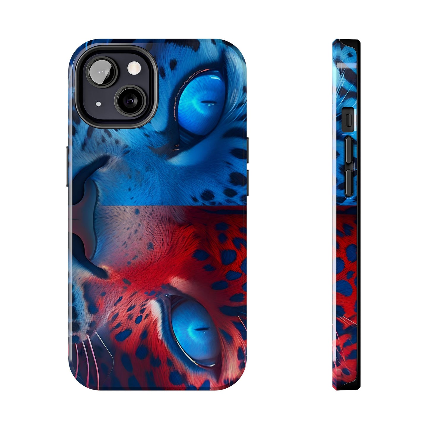 Blue Red Tiger Tough iPhone Cases