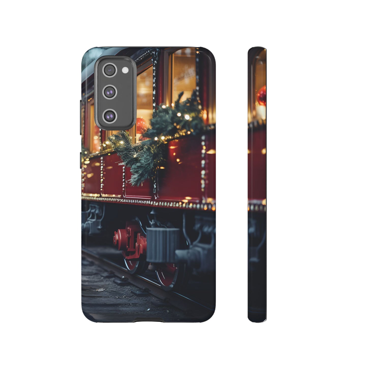 Classic Christmas Train Phone Case – Red & Green Holiday Art, Winter Wonderland Protective Cover