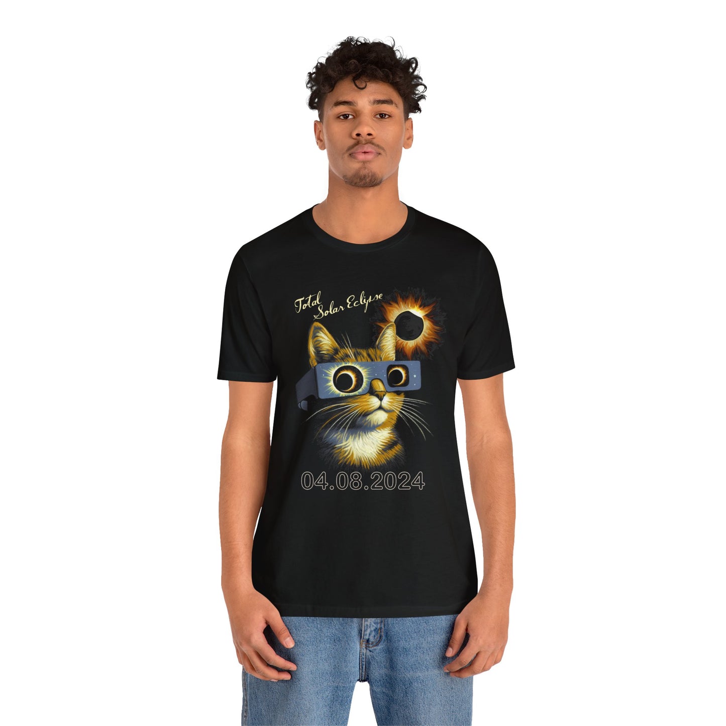 Cat Wearing Total Solar Eclipse Commemorative Unisex T-Shirt