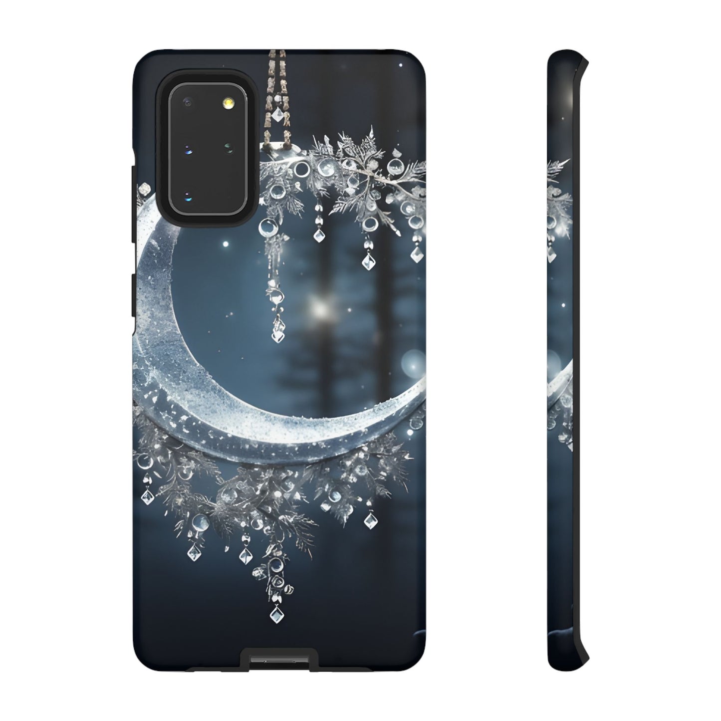 Christmas Ice Crescent Phone Case – Ice Diamond Hanging & Candle Art, Festive Holiday Design Protective Cover