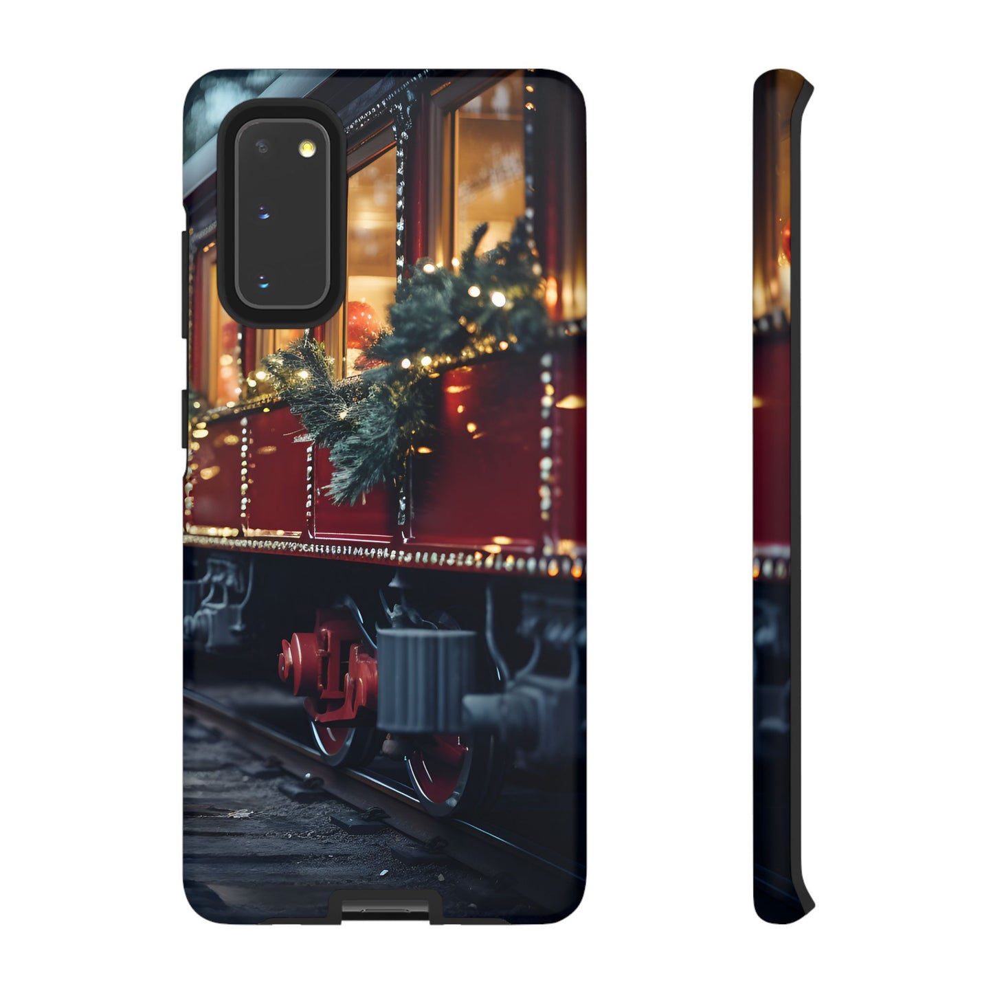 Classic Christmas Train Phone Case – Red & Green Holiday Art, Winter Wonderland Protective Cover