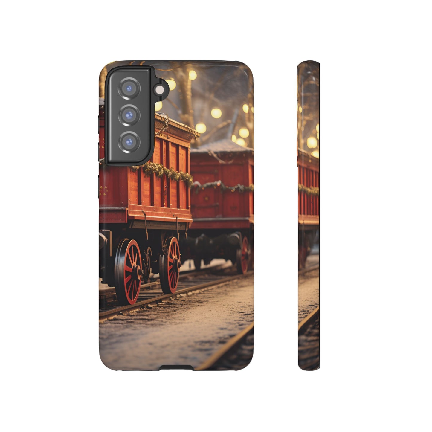 Festive Train Journey Phone Case – Christmas-Themed Locomotive Design, Elegant Holiday Protection