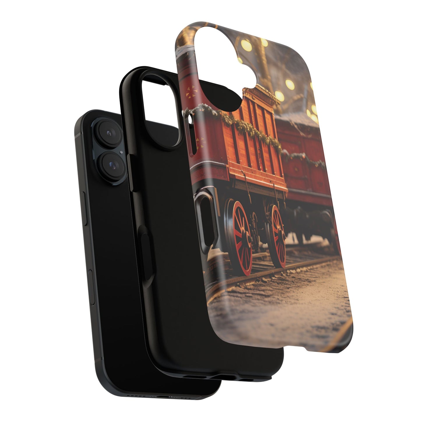 Festive Train Journey Phone Case – Christmas-Themed Locomotive Design, Elegant Holiday Protection