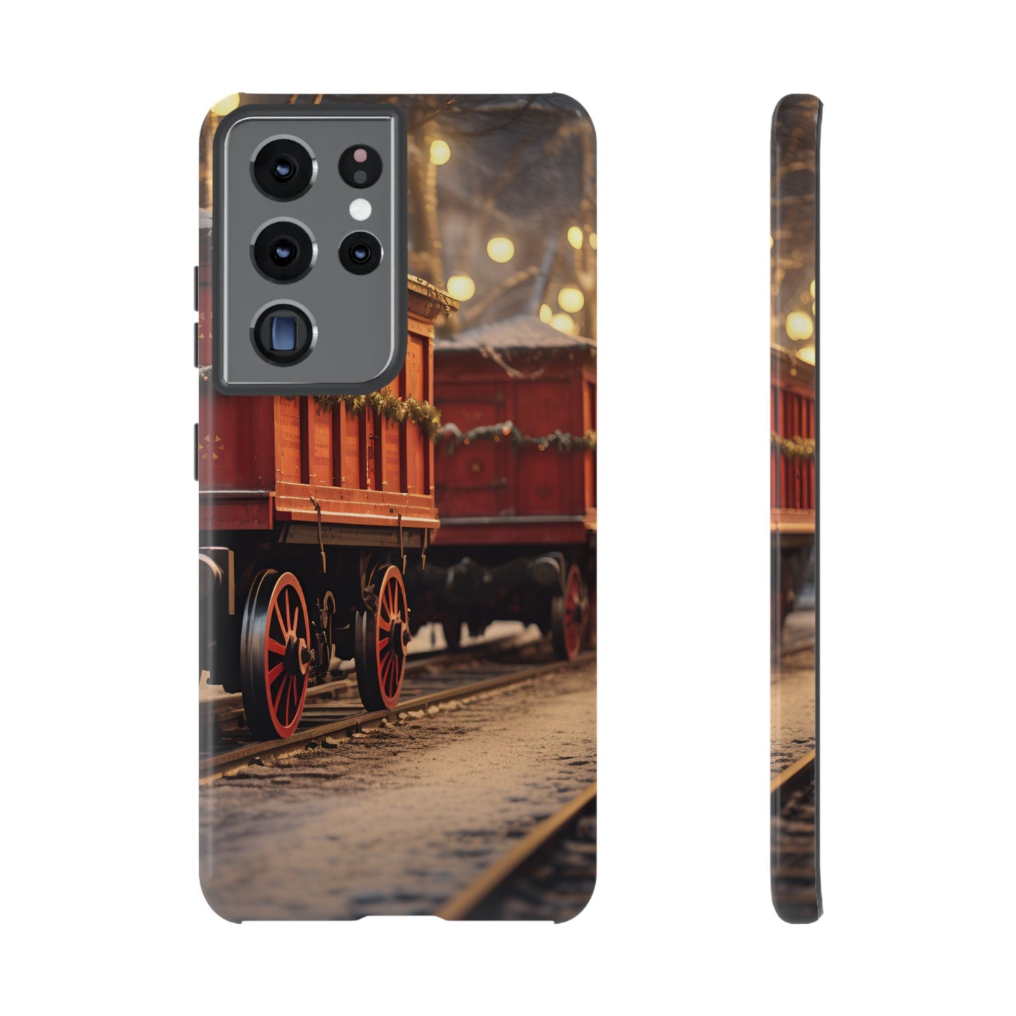 Festive Train Journey Phone Case – Christmas-Themed Locomotive Design, Elegant Holiday Protection