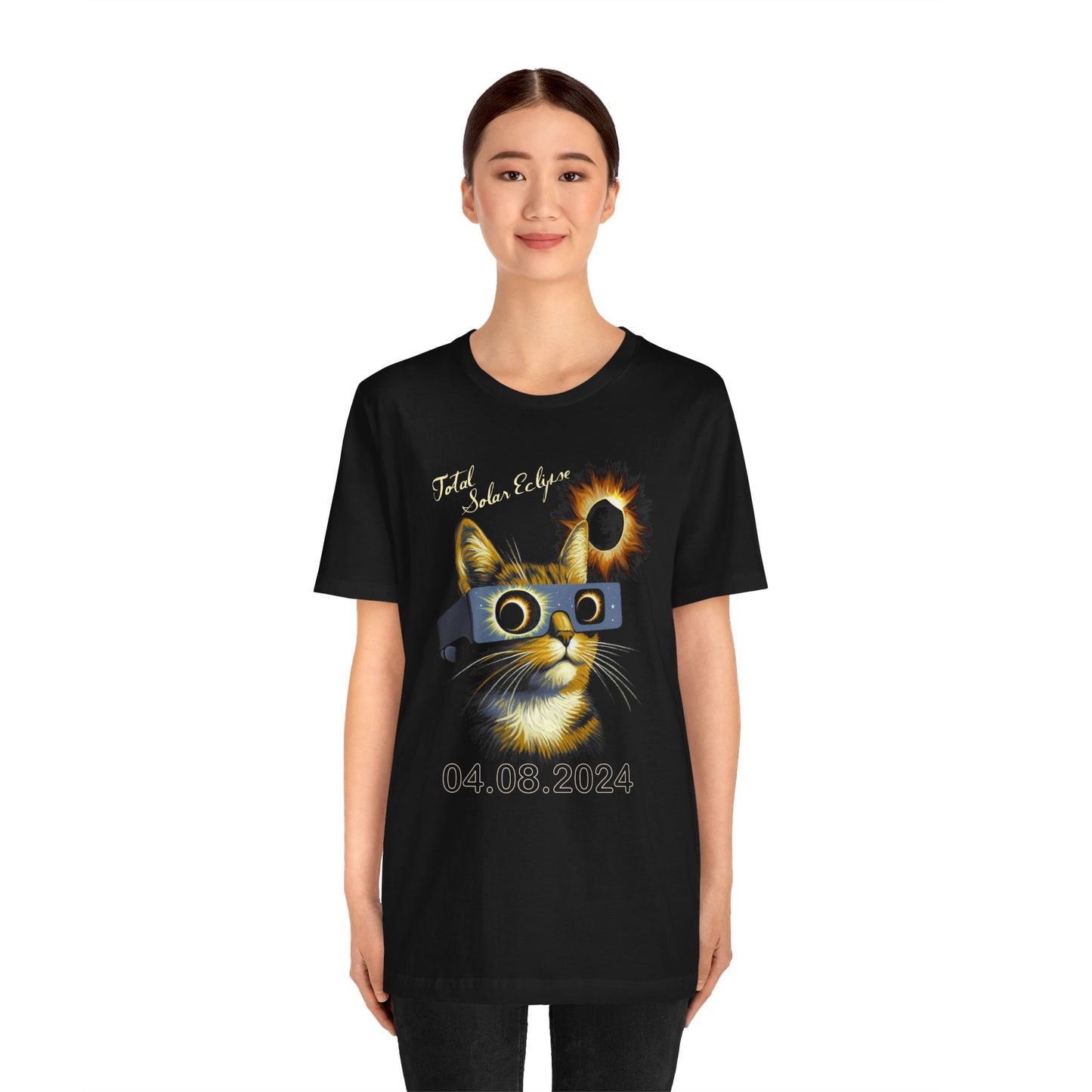 Cat Wearing Total Solar Eclipse Commemorative Unisex T-Shirt