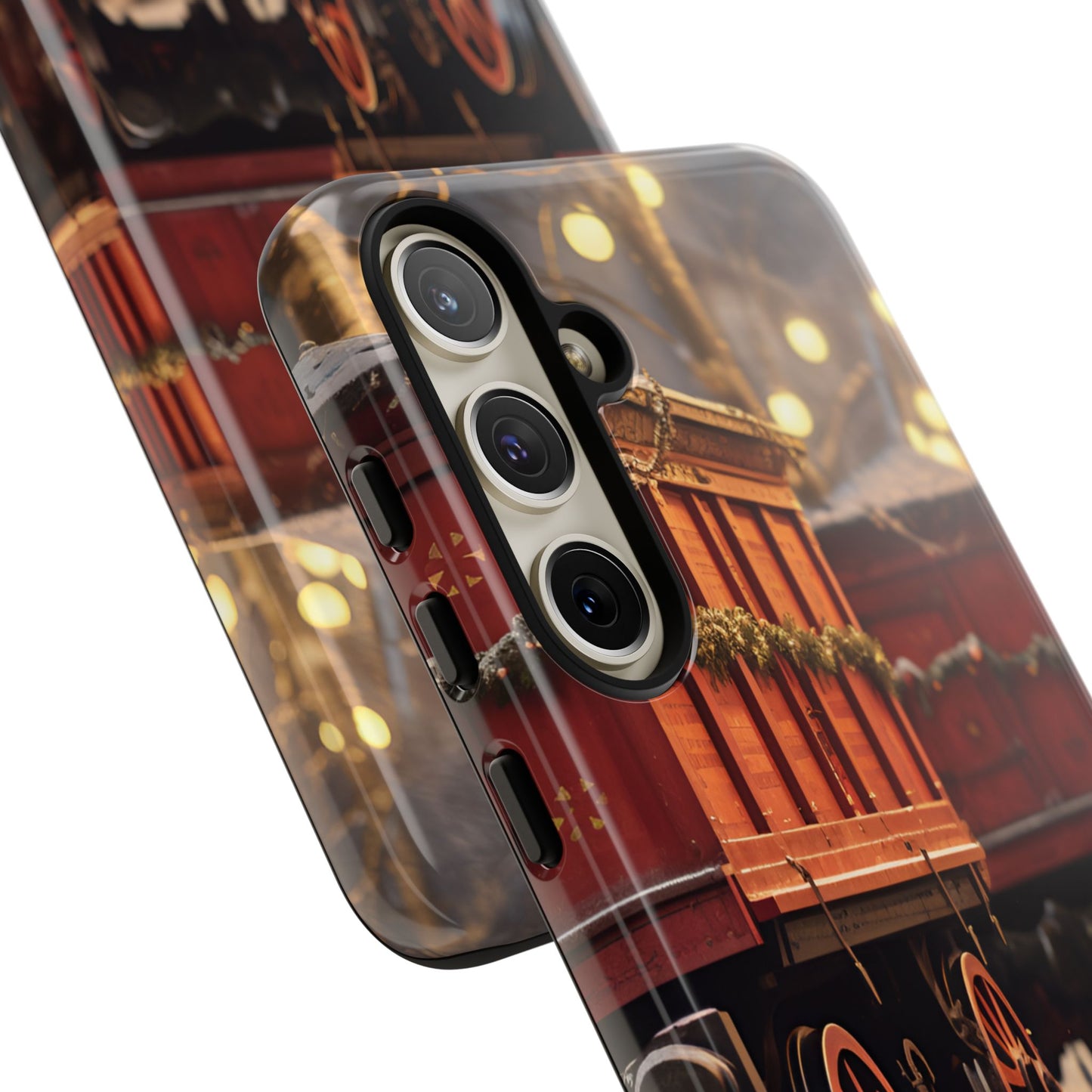 Festive Train Journey Phone Case – Christmas-Themed Locomotive Design, Elegant Holiday Protection