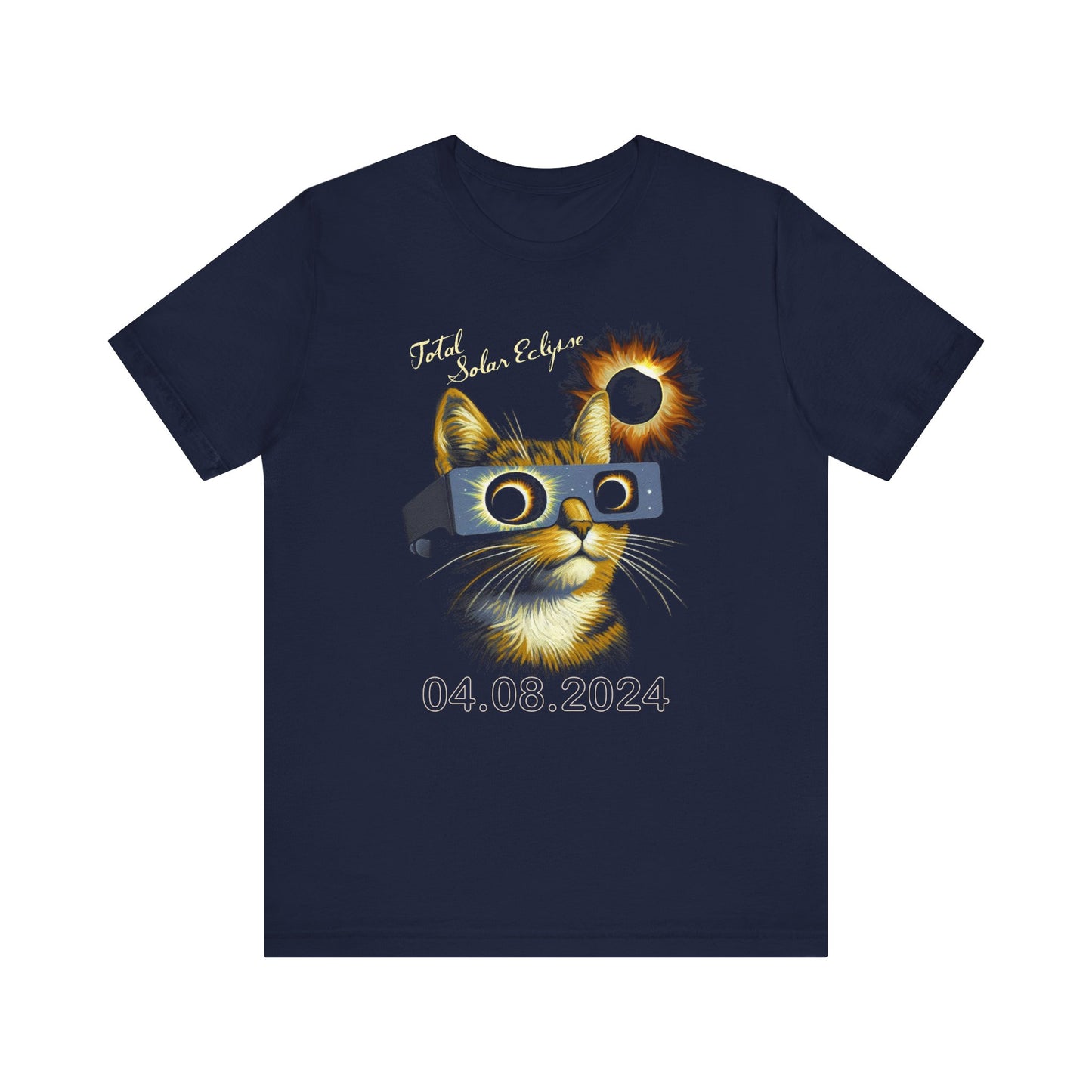 Cat Wearing Total Solar Eclipse Commemorative Unisex T-Shirt