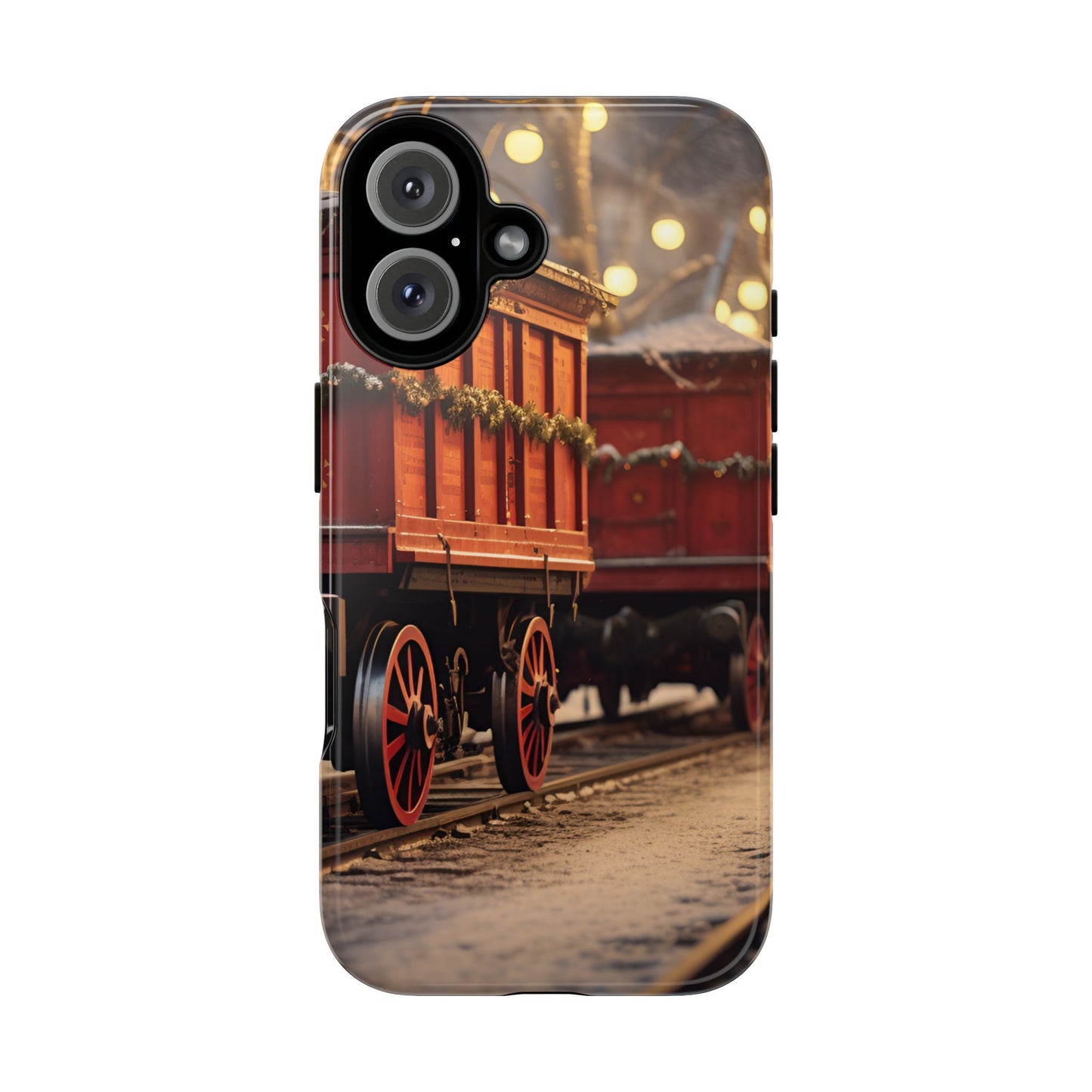 Festive Train Journey Phone Case – Christmas-Themed Locomotive Design, Elegant Holiday Protection