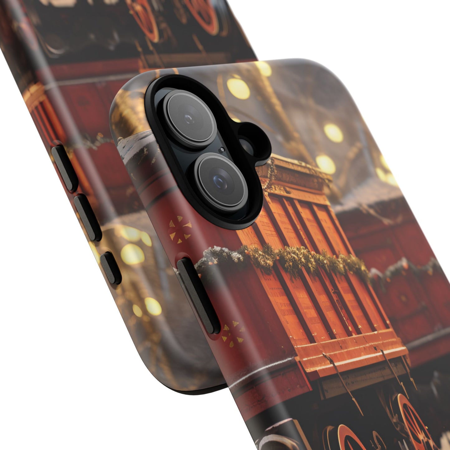 Festive Train Journey Phone Case – Christmas-Themed Locomotive Design, Elegant Holiday Protection