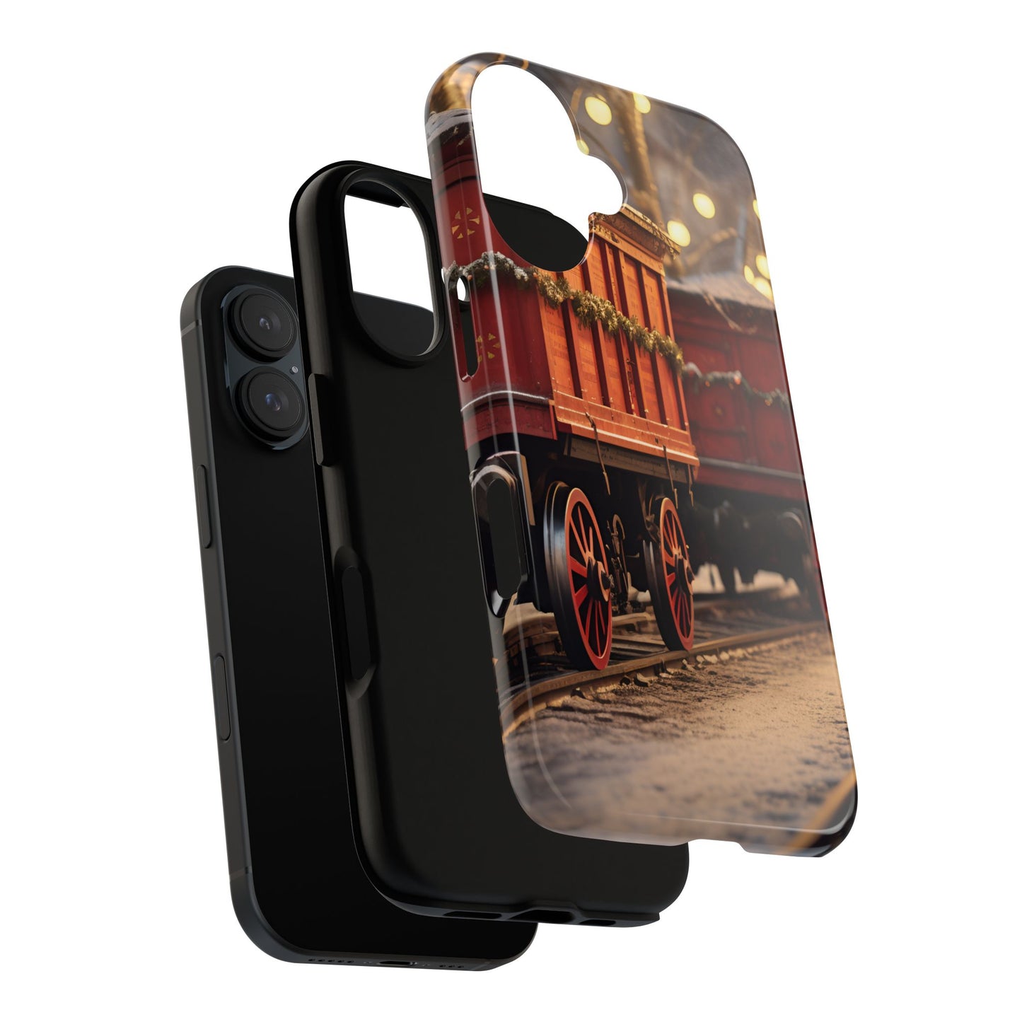 Festive Train Journey Phone Case – Christmas-Themed Locomotive Design, Elegant Holiday Protection