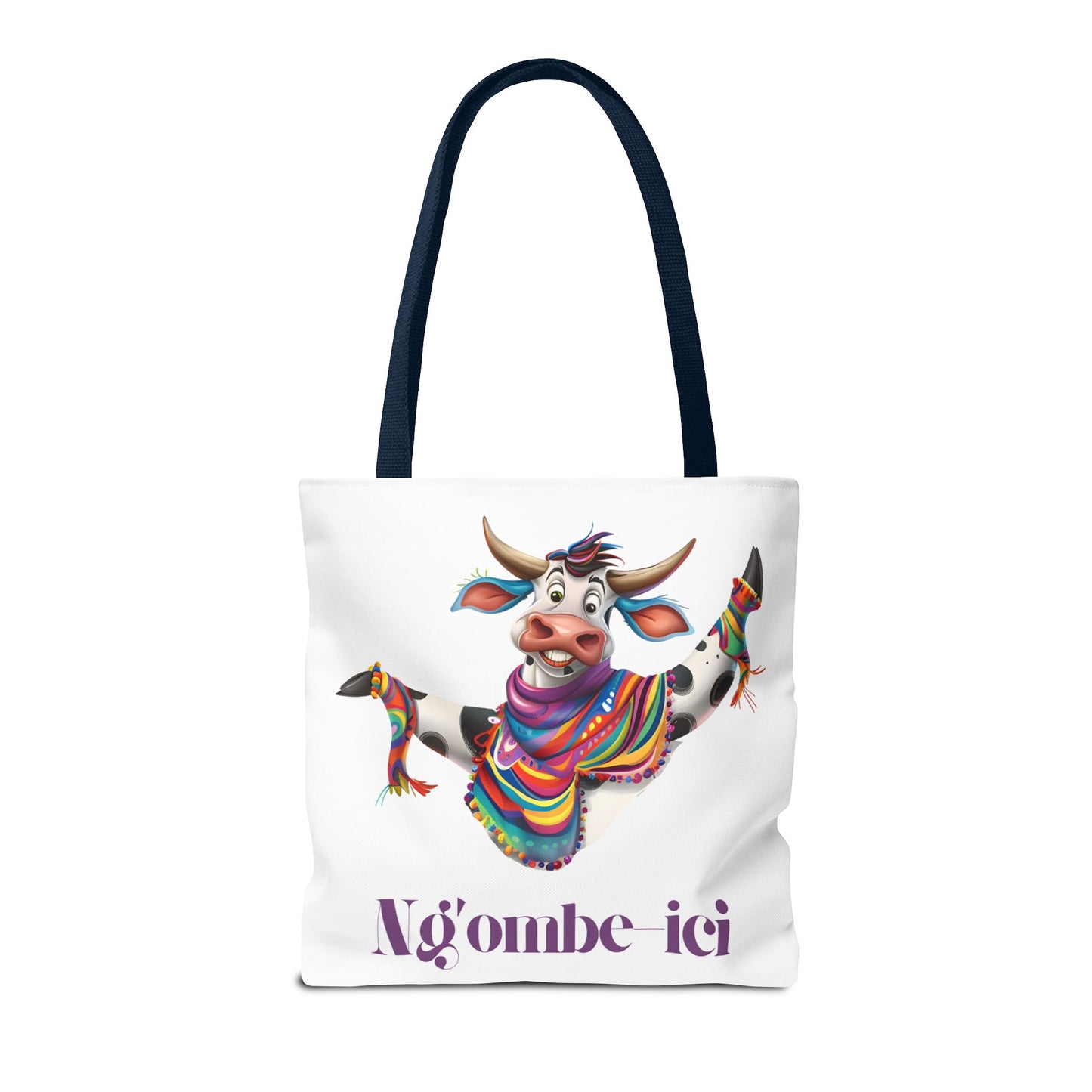 Tote Funny Ngombe-ici Cow Bag, Fun Eco-Friendly Shopping Bag, Animal Lover Gift, Festival Tote, Cute Cow Design, Mochila de Vaca