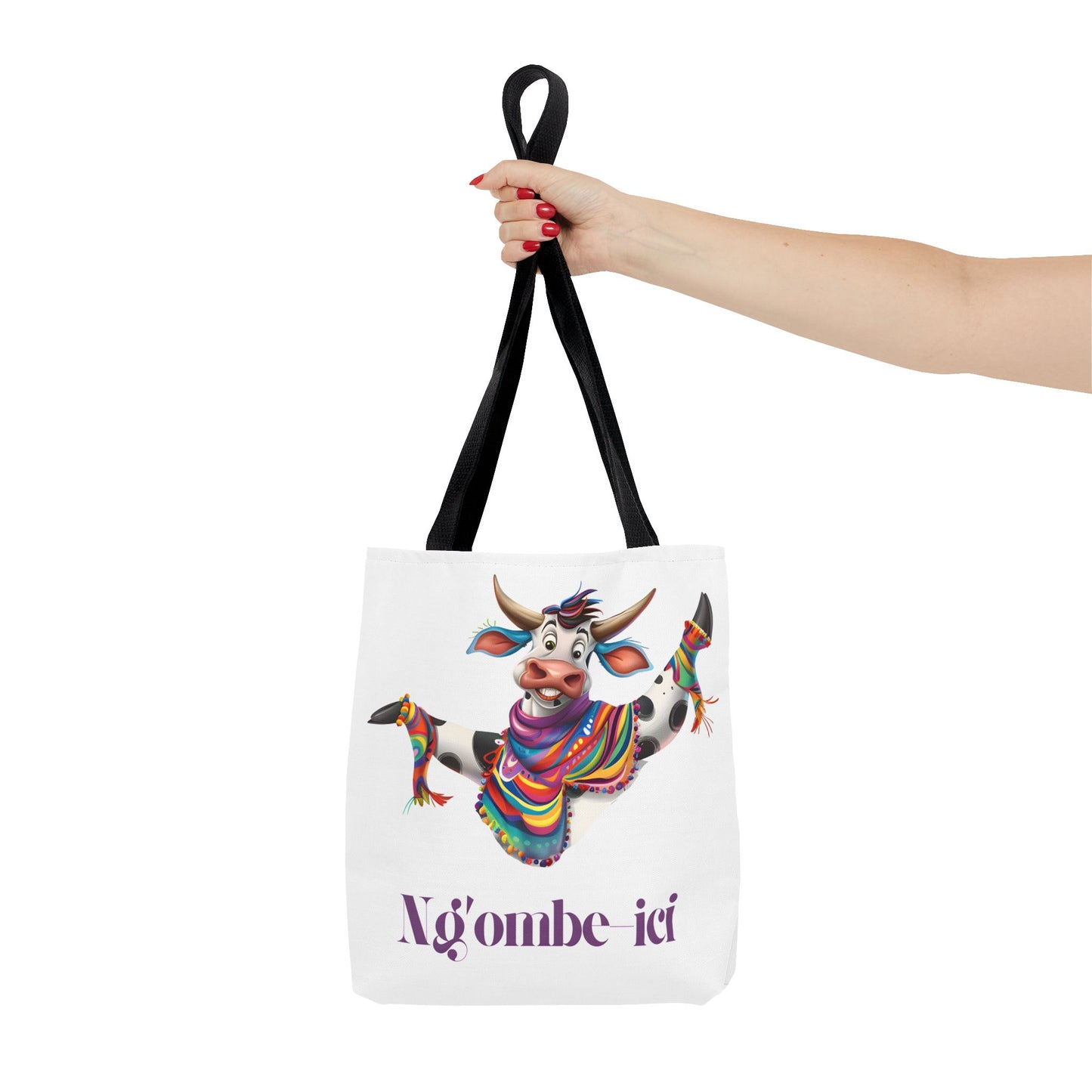Tote Funny Ngombe-ici Cow Bag, Fun Eco-Friendly Shopping Bag, Animal Lover Gift, Festival Tote, Cute Cow Design, Mochila de Vaca