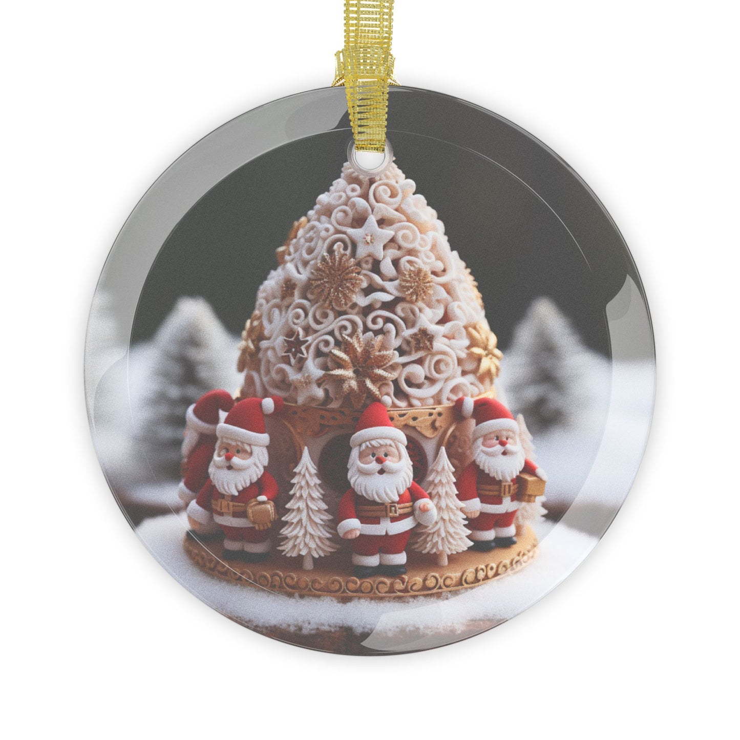 Santa Gingerbread Glass Ornament – Christmas Tree Decoration, Festive Holiday Decor