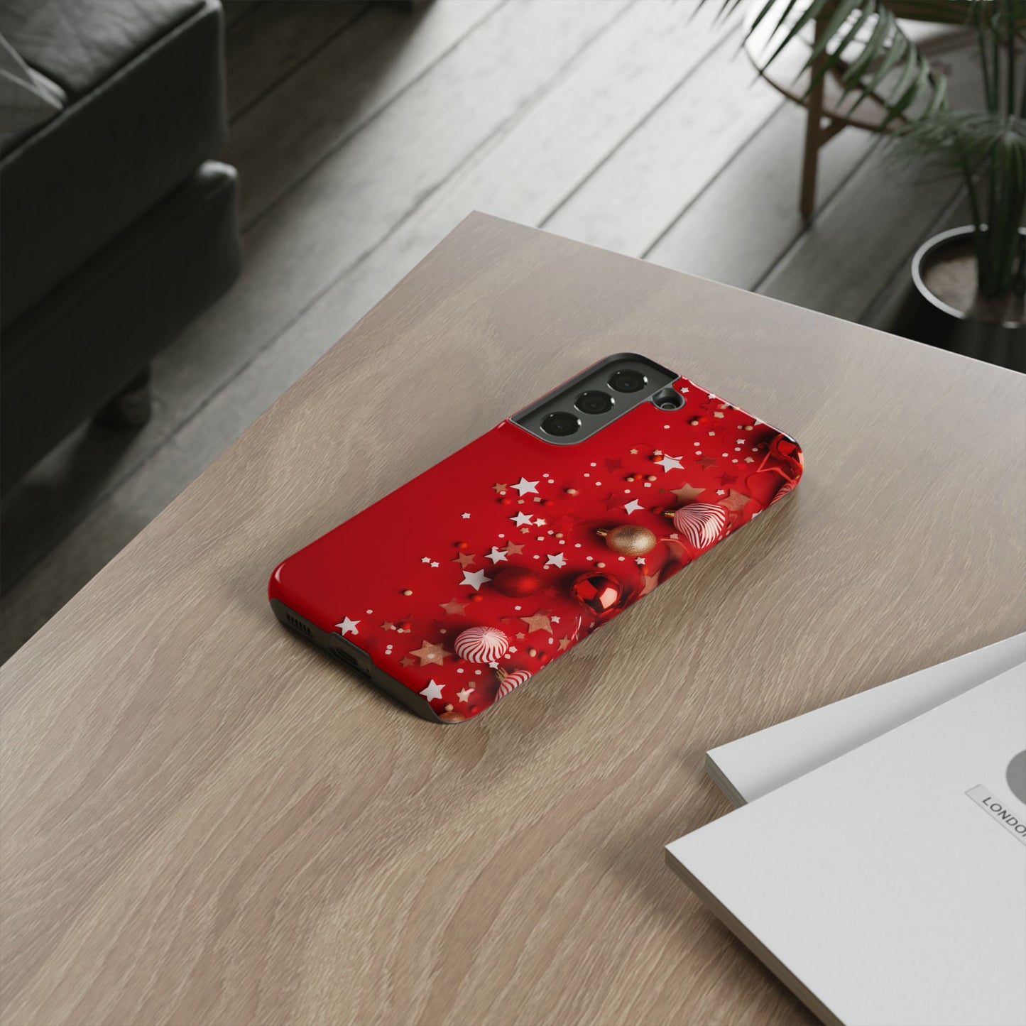 Luxury Red Christmas Decor Phone Case – Decorative Wrap-Inspired Design, Stylish Holiday Cover