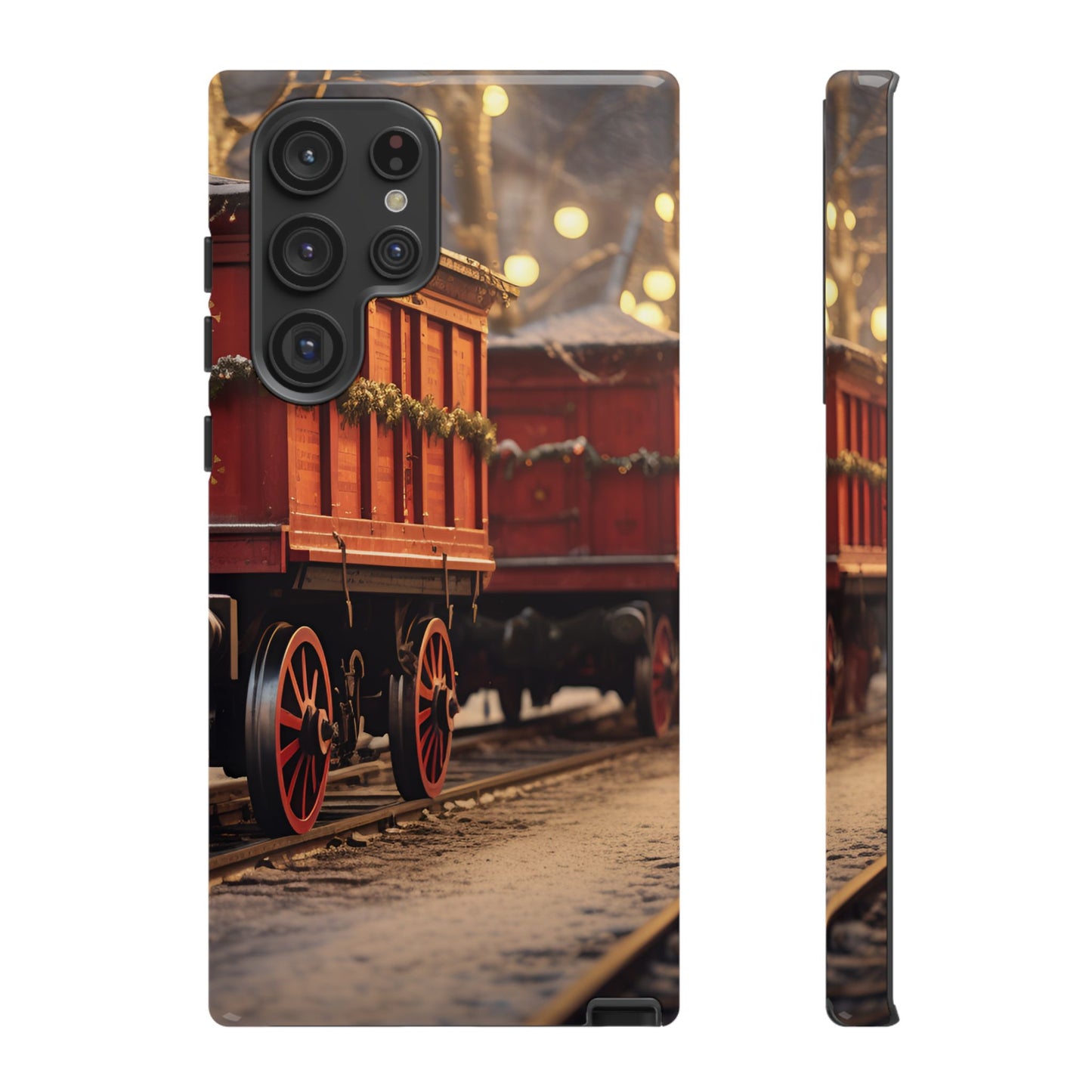 Festive Train Journey Phone Case – Christmas-Themed Locomotive Design, Elegant Holiday Protection