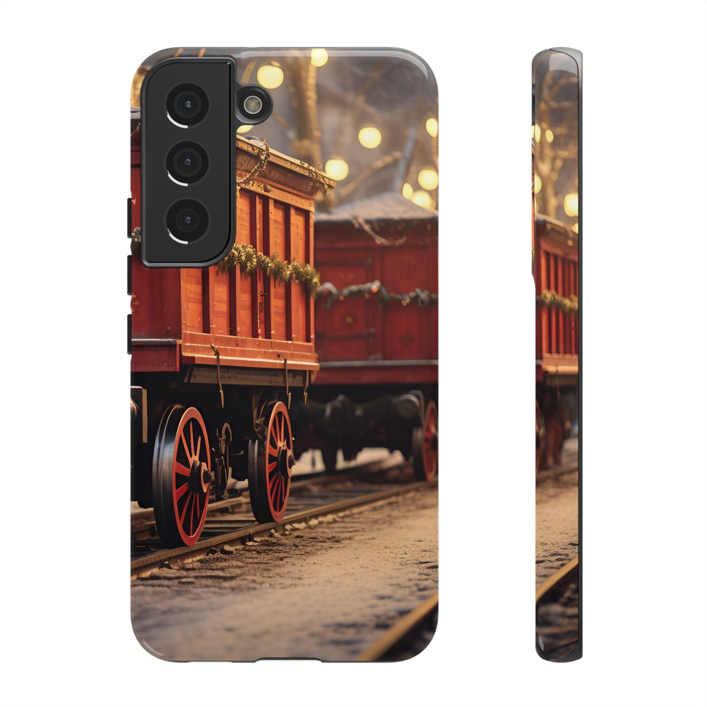 Festive Train Journey Phone Case – Christmas-Themed Locomotive Design, Elegant Holiday Protection