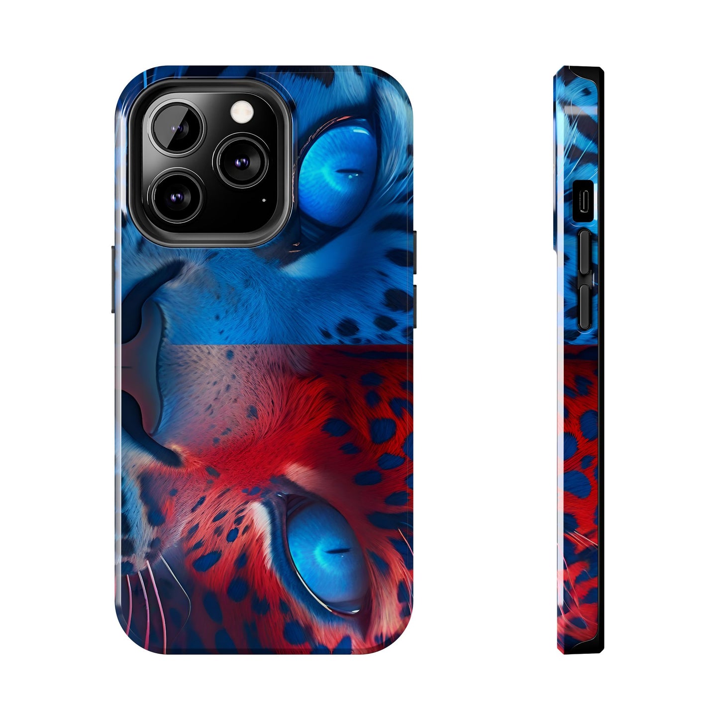 Blue Red Tiger Tough iPhone Cases