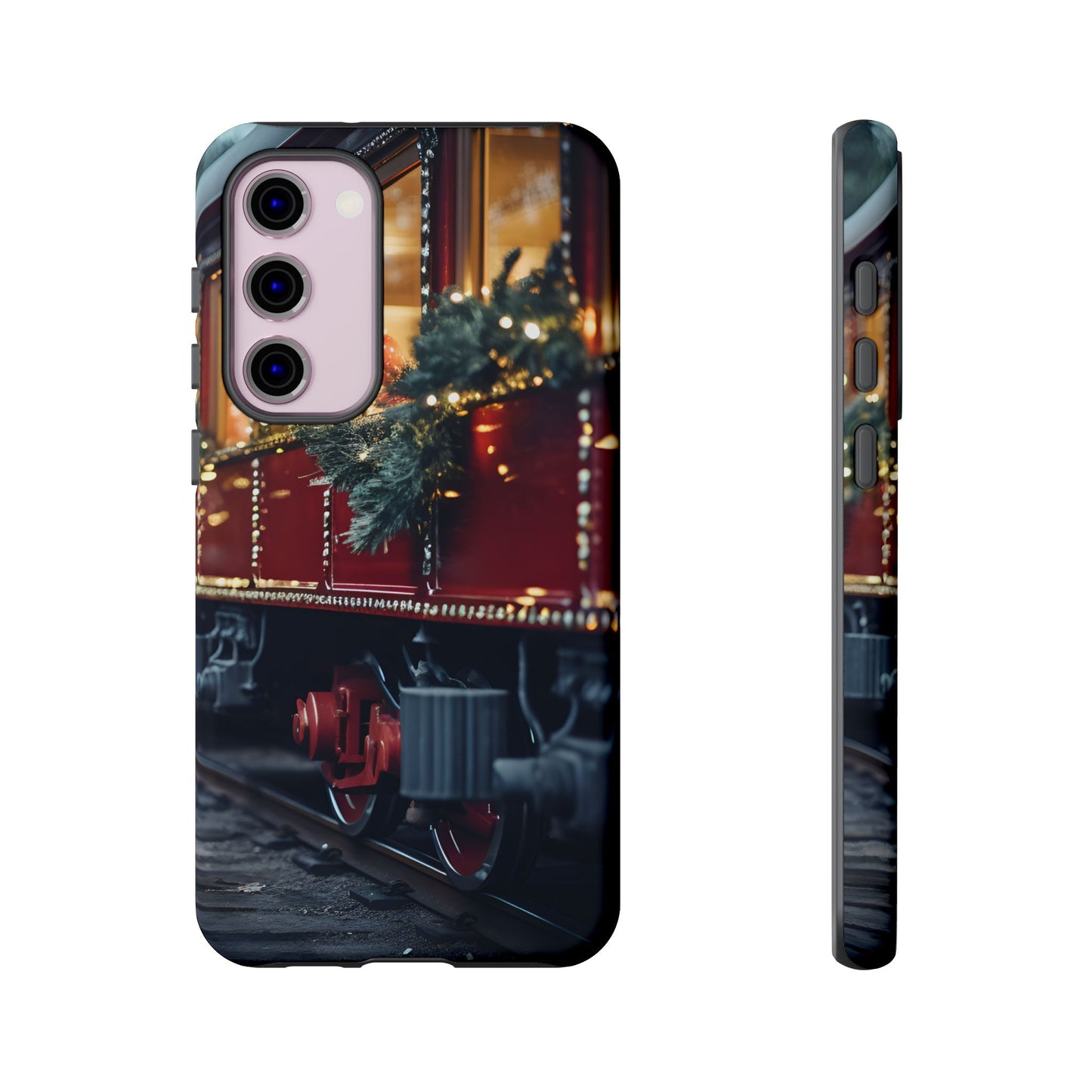 Classic Christmas Train Phone Case – Red & Green Holiday Art, Winter Wonderland Protective Cover