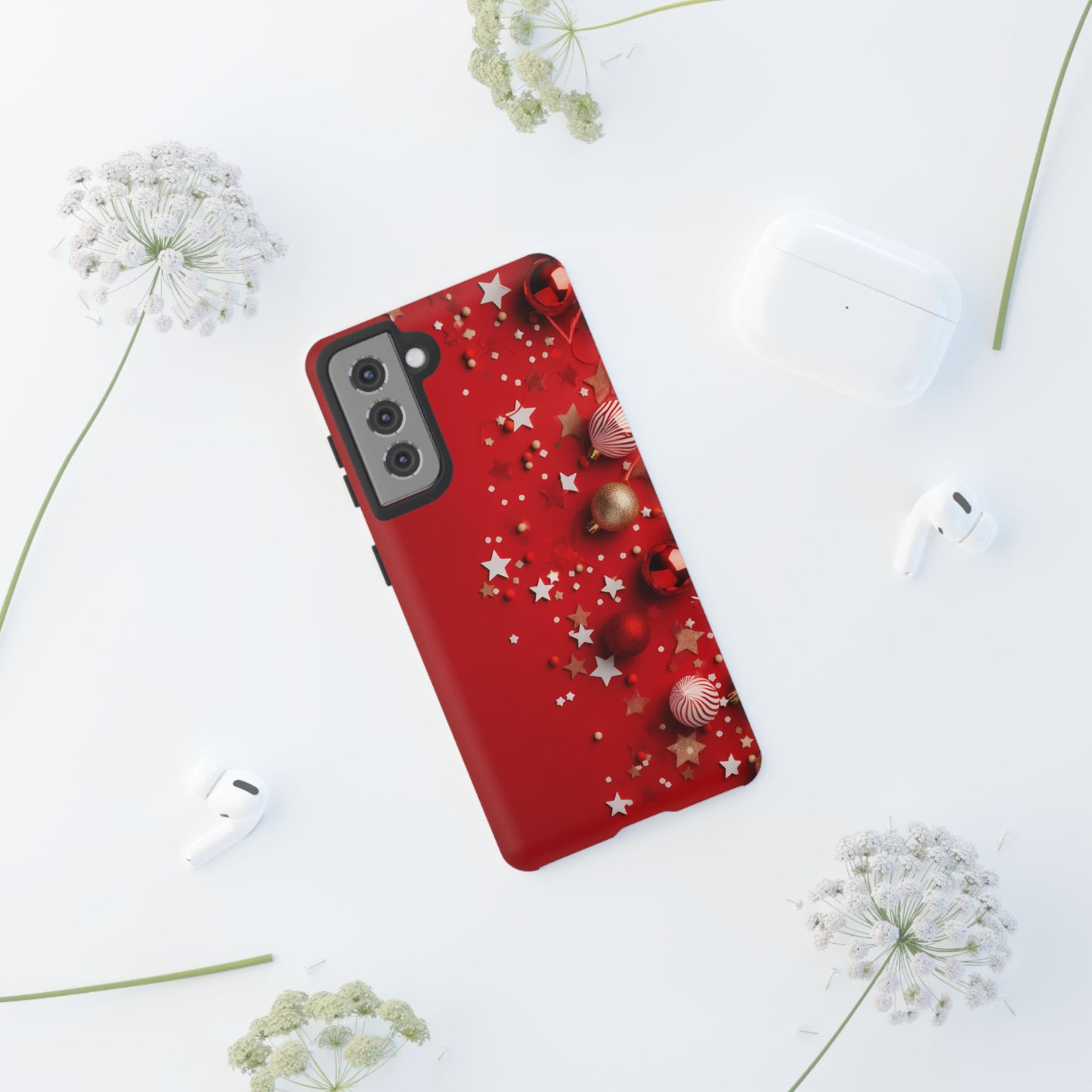 Luxury Red Christmas Decor Phone Case – Decorative Wrap-Inspired Design, Stylish Holiday Cover