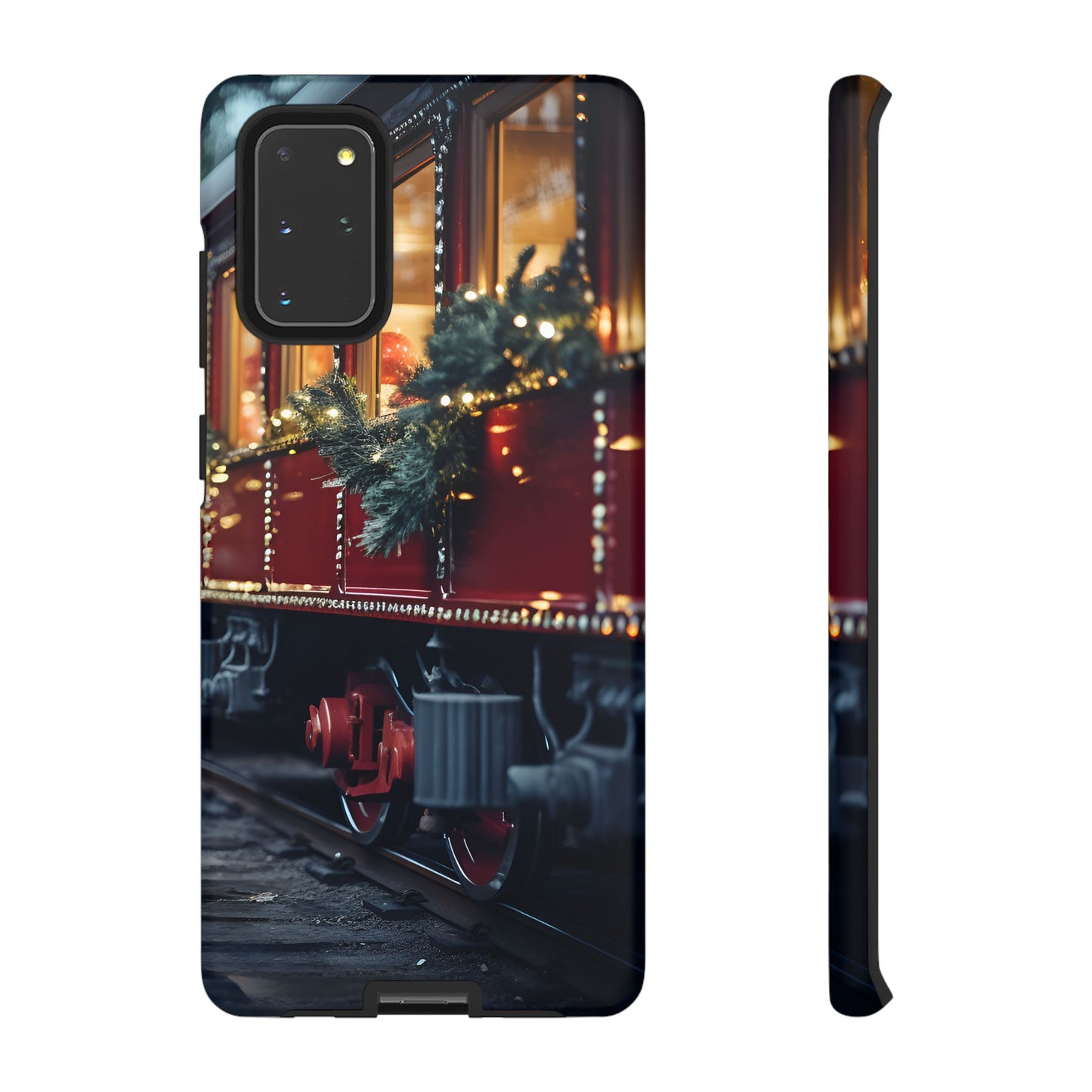 Classic Christmas Train Phone Case – Red & Green Holiday Art, Winter Wonderland Protective Cover