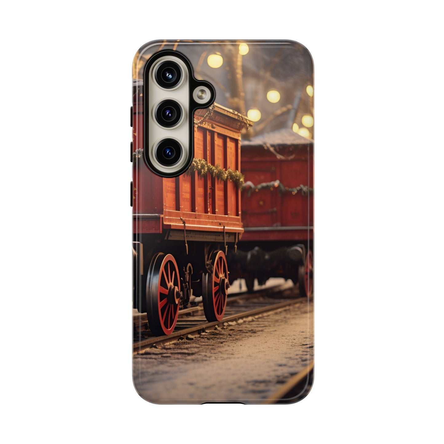 Festive Train Journey Phone Case – Christmas-Themed Locomotive Design, Elegant Holiday Protection