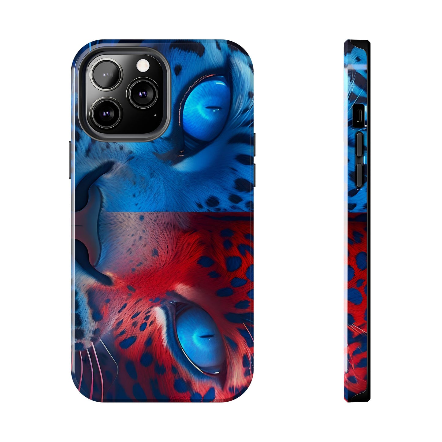 Blue Red Tiger Tough iPhone Cases