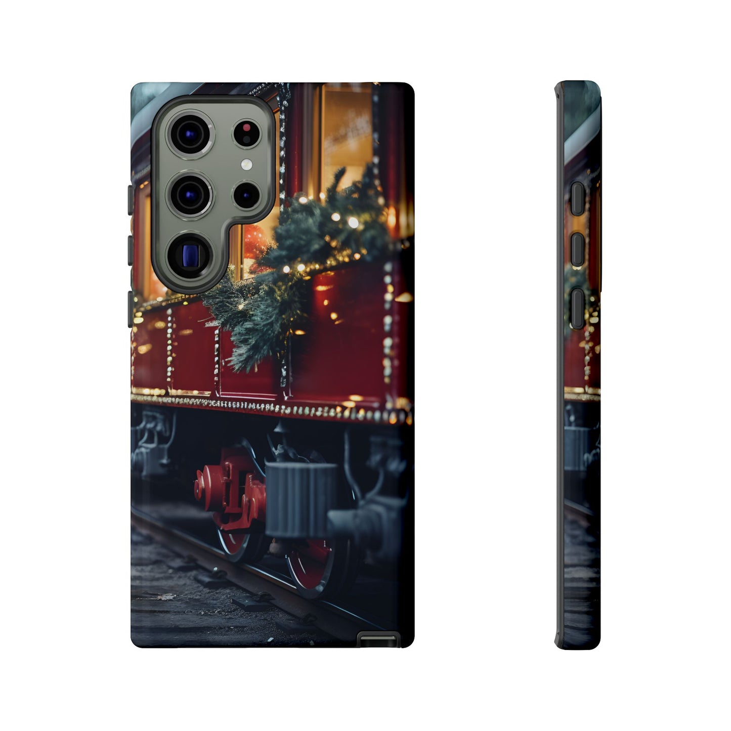 Classic Christmas Train Phone Case – Red & Green Holiday Art, Winter Wonderland Protective Cover