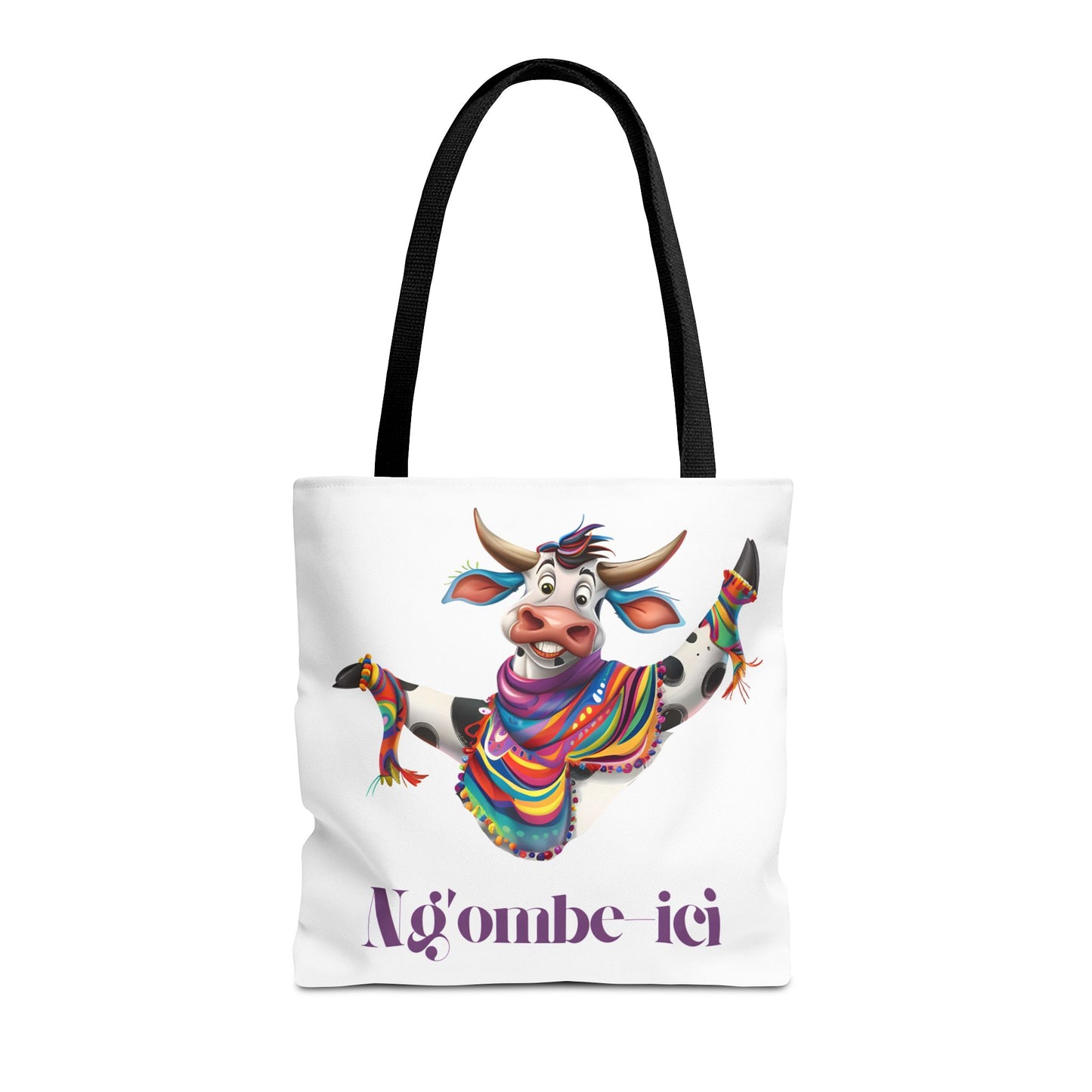 Tote Funny Ngombe-ici Cow Bag, Fun Eco-Friendly Shopping Bag, Animal Lover Gift, Festival Tote, Cute Cow Design, Mochila de Vaca