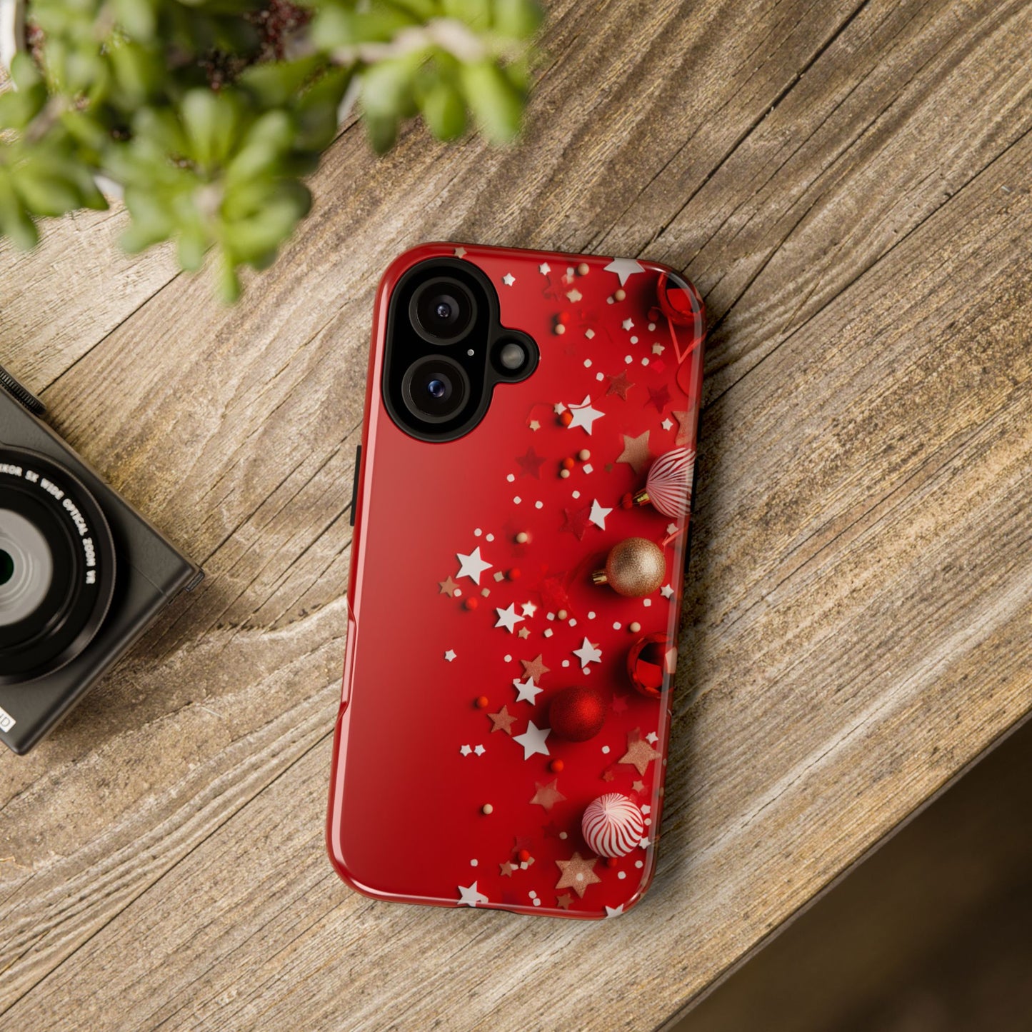 Luxury Red Christmas Decor Phone Case – Decorative Wrap-Inspired Design, Stylish Holiday Cover