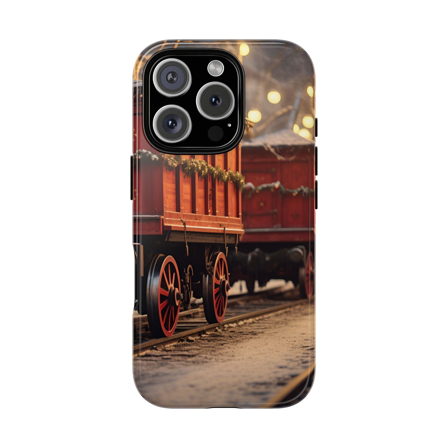 Festive Train Journey Phone Case – Christmas-Themed Locomotive Design, Elegant Holiday Protection