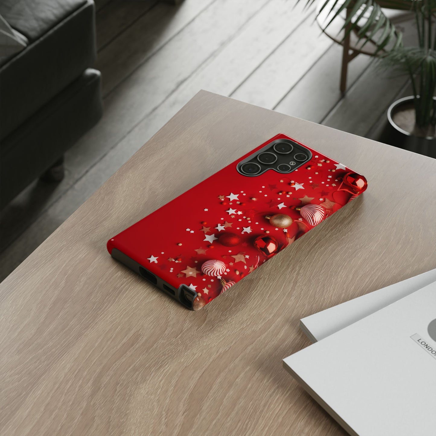 Luxury Red Christmas Decor Phone Case – Decorative Wrap-Inspired Design, Stylish Holiday Cover