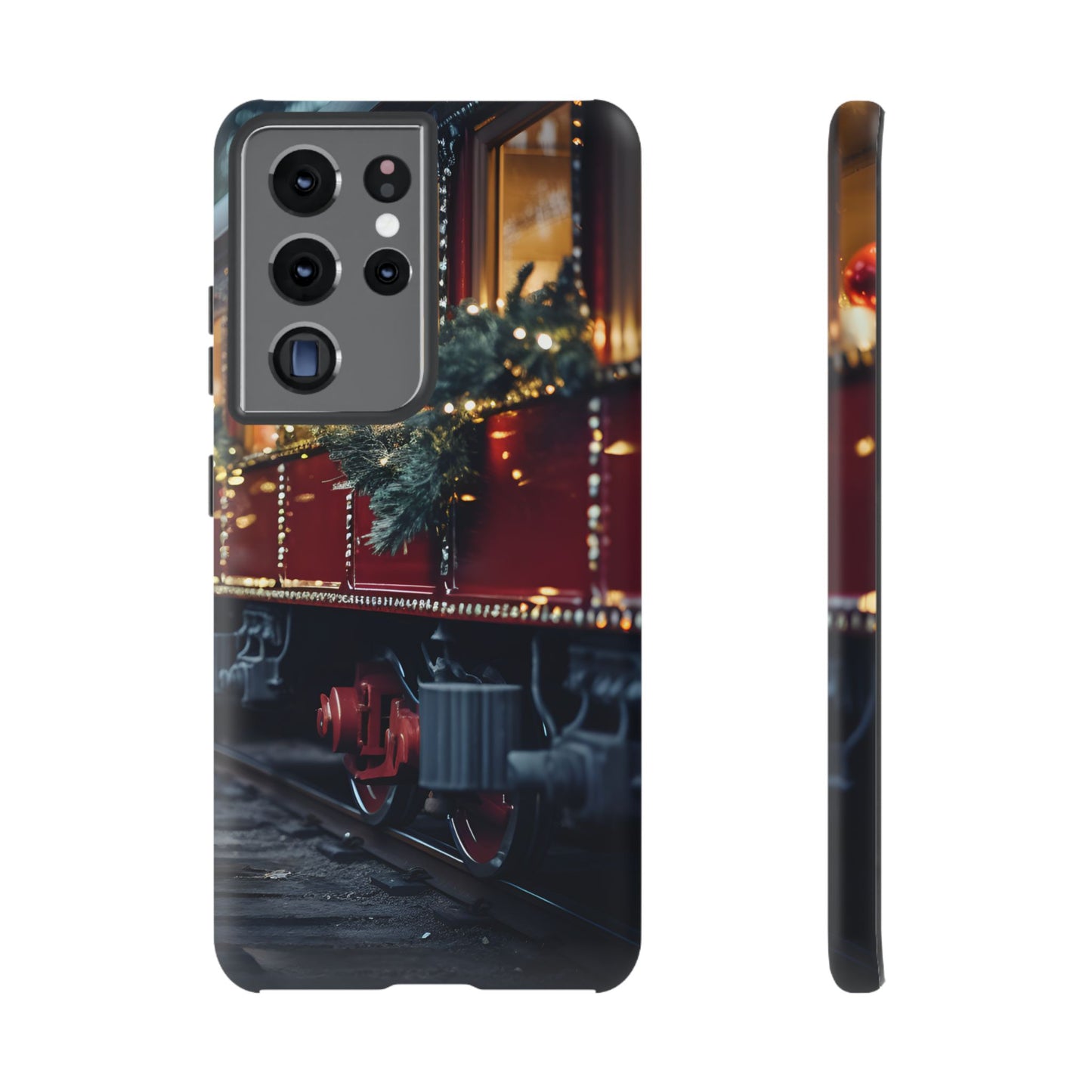 Classic Christmas Train Phone Case – Red & Green Holiday Art, Winter Wonderland Protective Cover