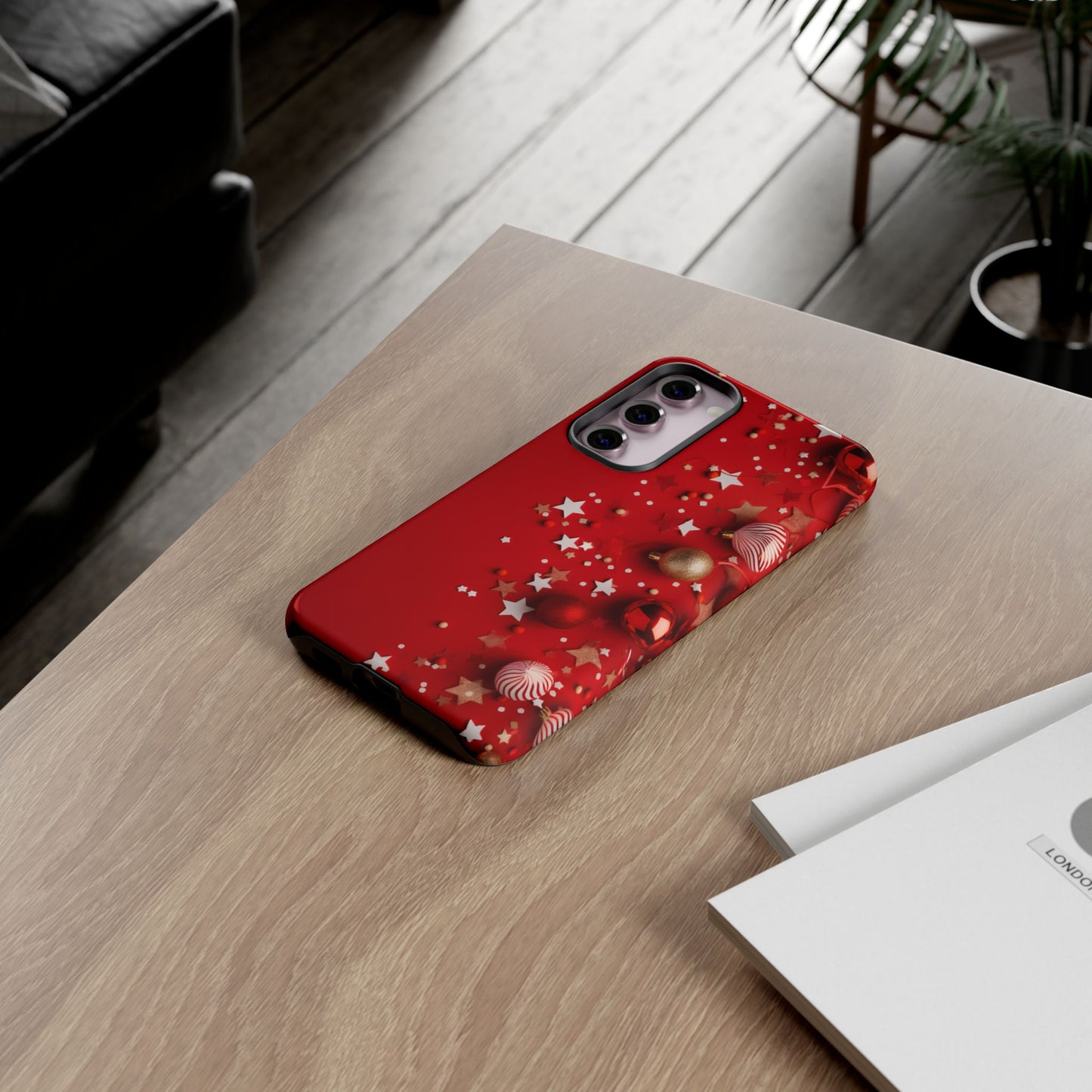 Luxury Red Christmas Decor Phone Case – Decorative Wrap-Inspired Design, Stylish Holiday Cover