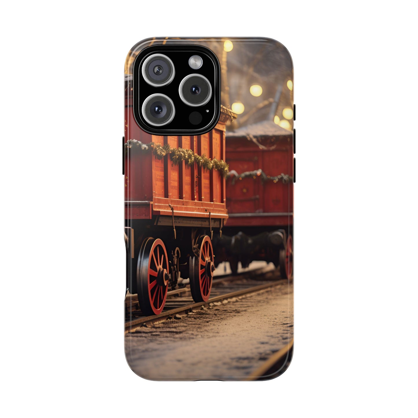 Festive Train Journey Phone Case – Christmas-Themed Locomotive Design, Elegant Holiday Protection