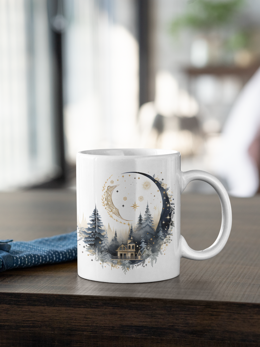 Christmas House Under The Stars 11oz Coffee Mug, Christmas Gift Mug, Christmas Coffee Mug