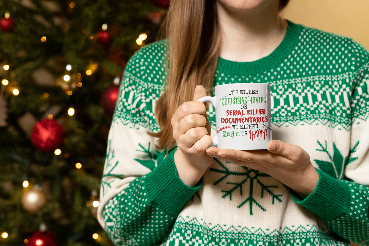 IT'S EITHER CHRISTMAS MOVIES OR SERIAL KILLER DOCUMENTARIES 11oz Coffee Mug,  Christmas Mug Gift, Christmas Coffee Mug