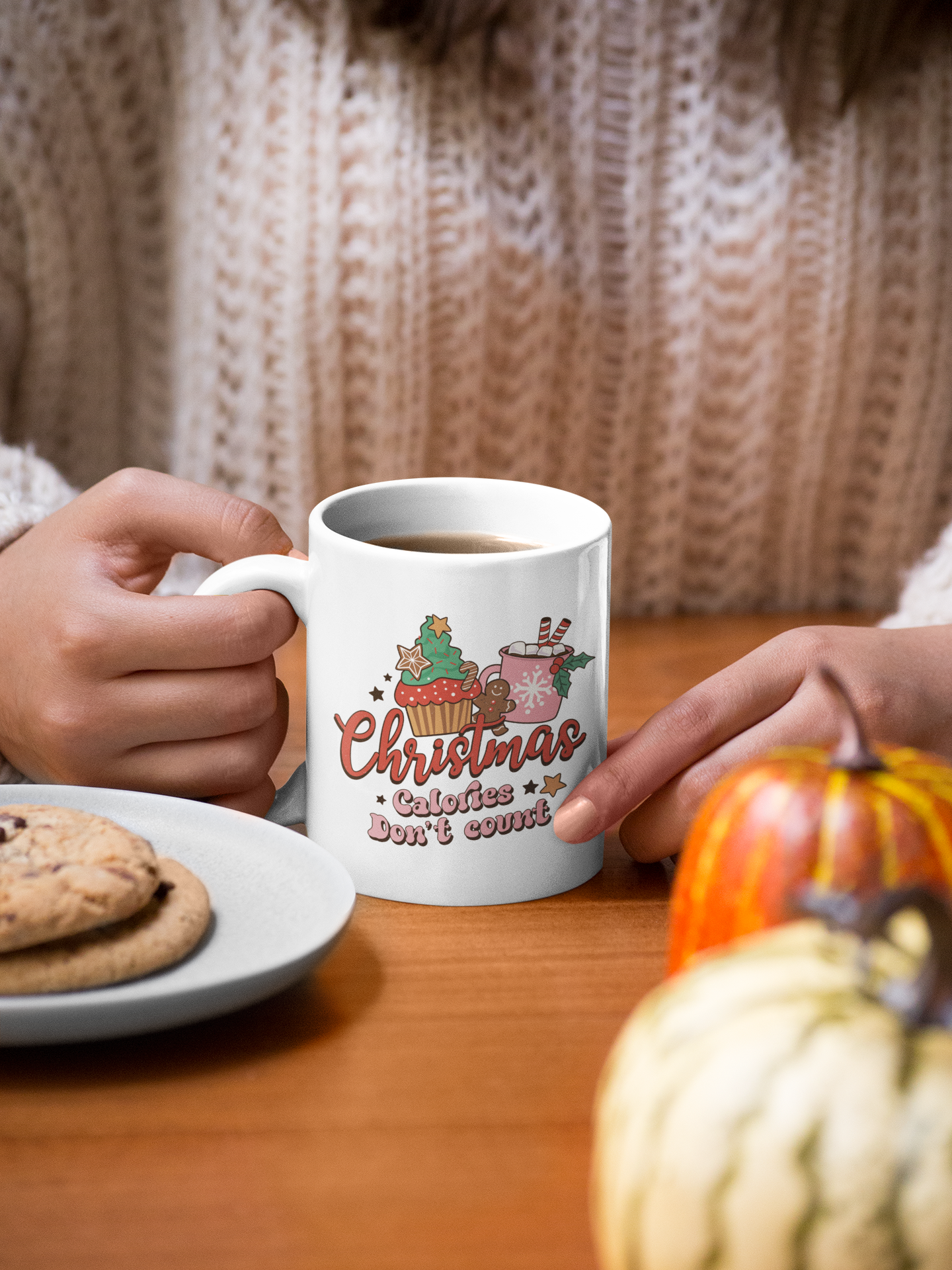 Christmas Calories Don't Count 11ozCoffee Mug, Retro Christmas Seasonal Decor, Christmas Mug Gift, Christmas Coffee Mug