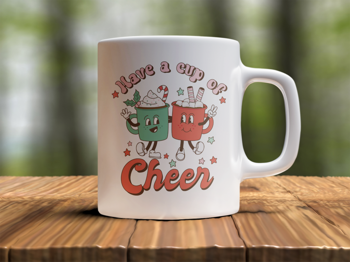 Christmas Cheer 11ozCoffee Mug, Retro Christmas Seasonal Decor, Christmas Mug Gift, Christmas Coffee Mug